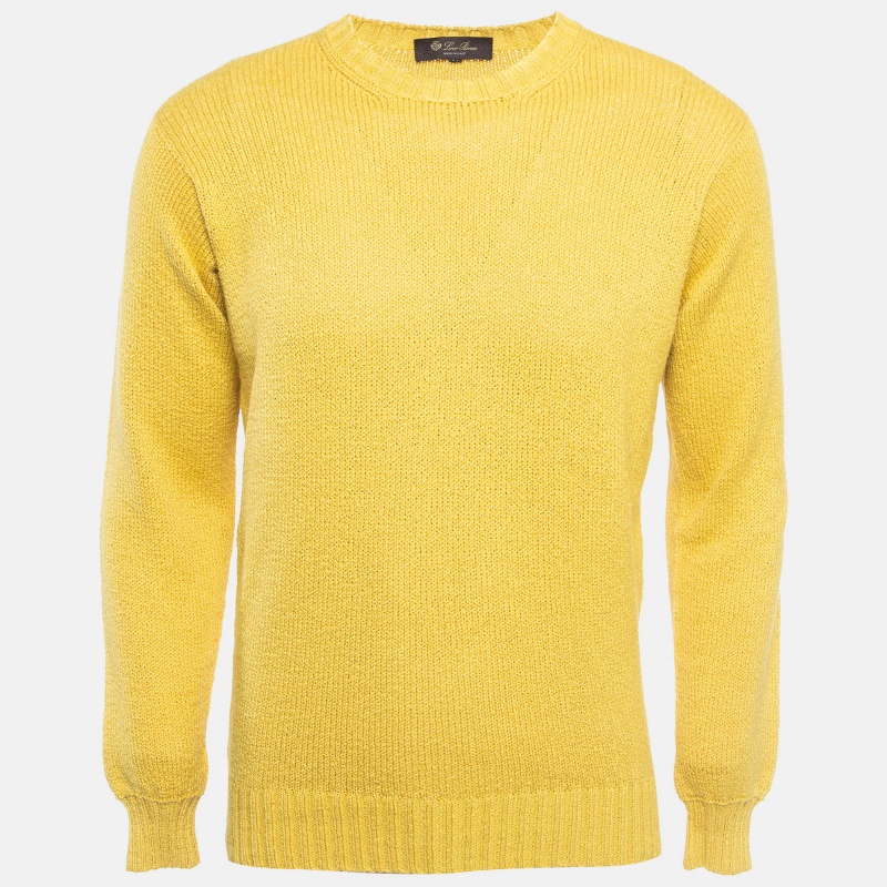 

Loro Piana Yellow Rib Knit Crew Neck Sweater L