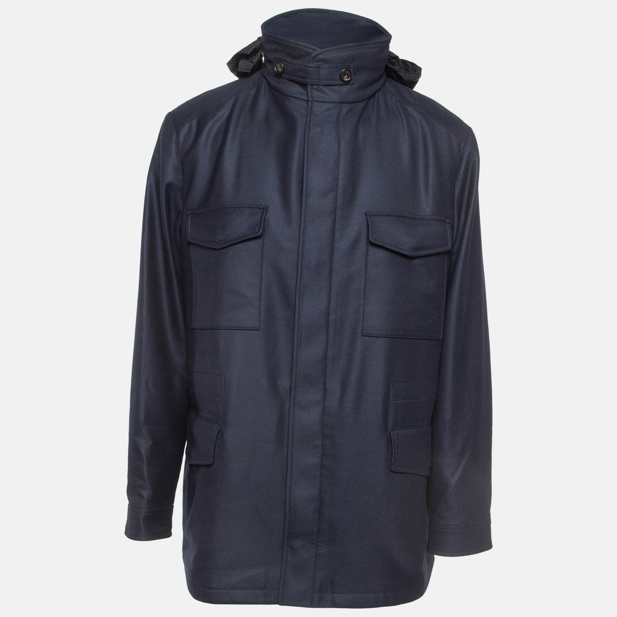 

Loro Piana Navy Blue Gabardine Traveller Jacket L