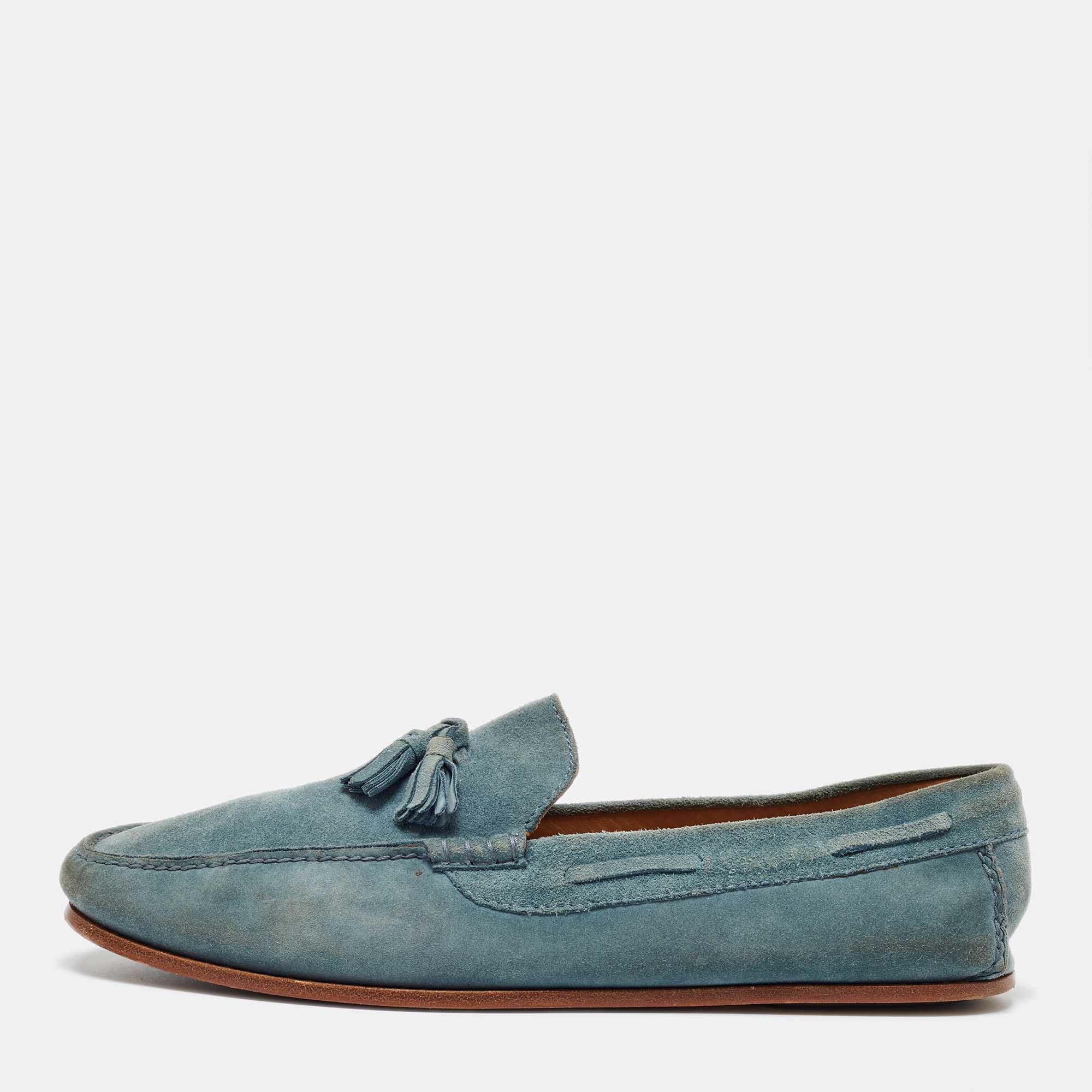 

Loro Piana Blue Suede Tassel Detail Slip On Loafers Size