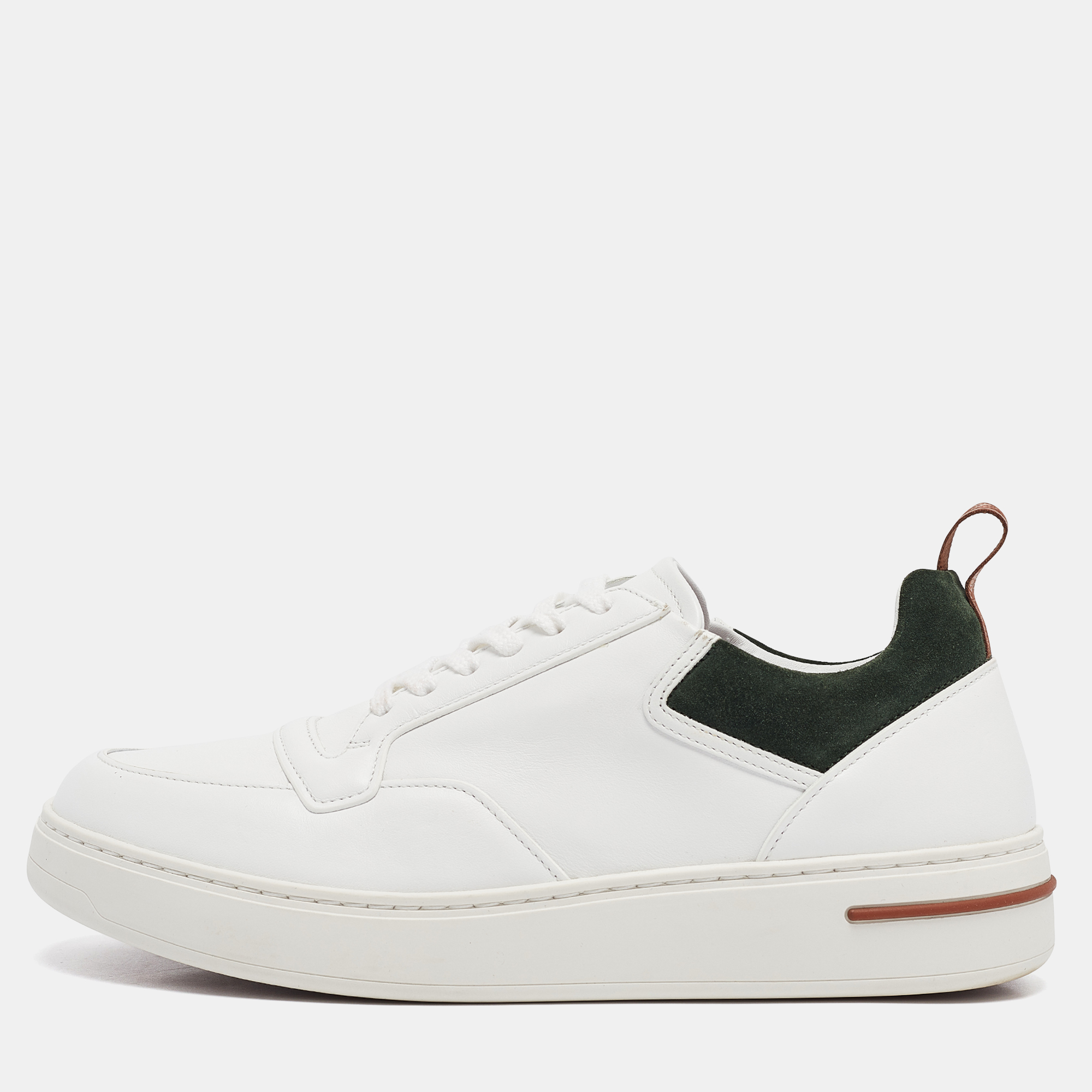 

Loro Piana White/Green Leather and Suede Newport Walk Sneakers Size