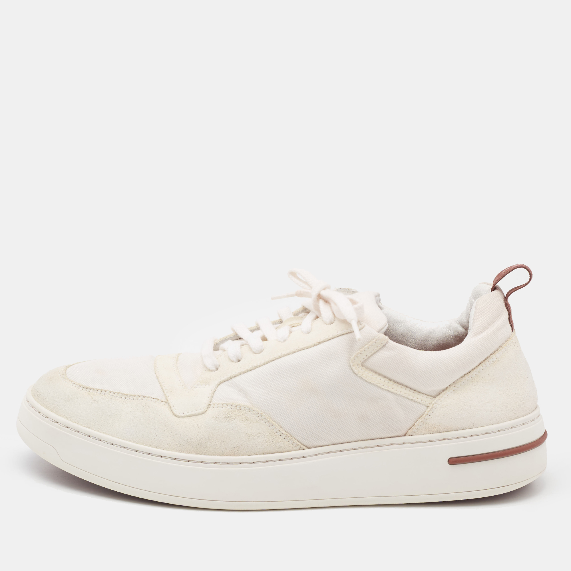 

Loro Piana White Canvas and Suede Newport Low Top Sneakers Size