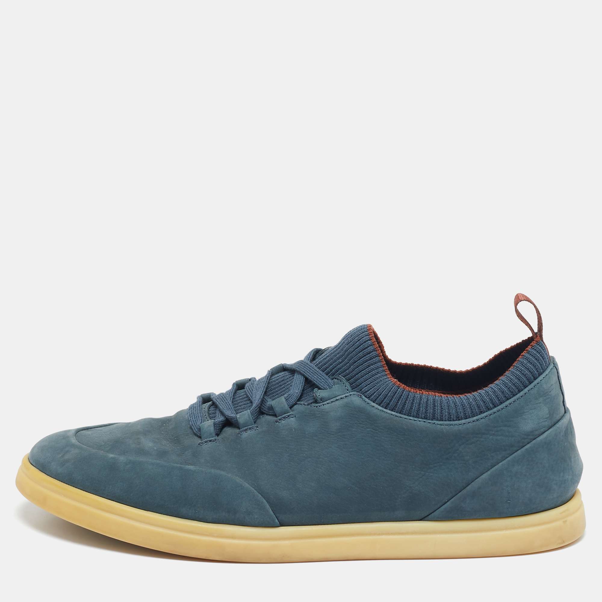 

Loro Piana Blue Nubuck Leather Soho Walk Low Top Sneakers Size