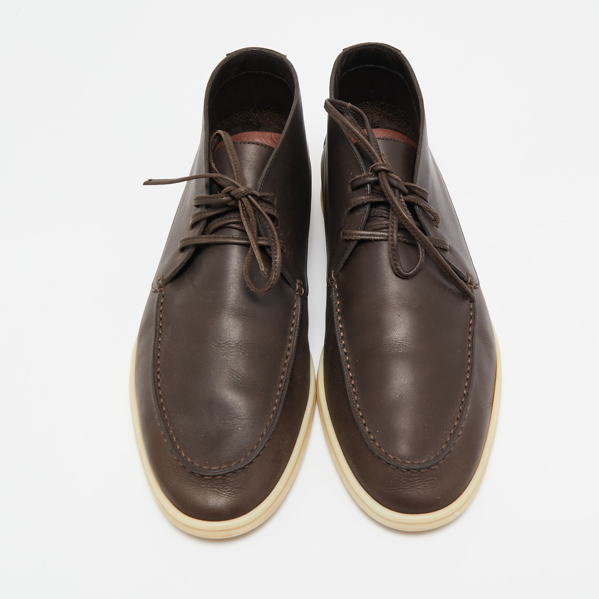 Loro Piana Dark Brown Leather Open Walk Ankle Length Boots Size 43.5 