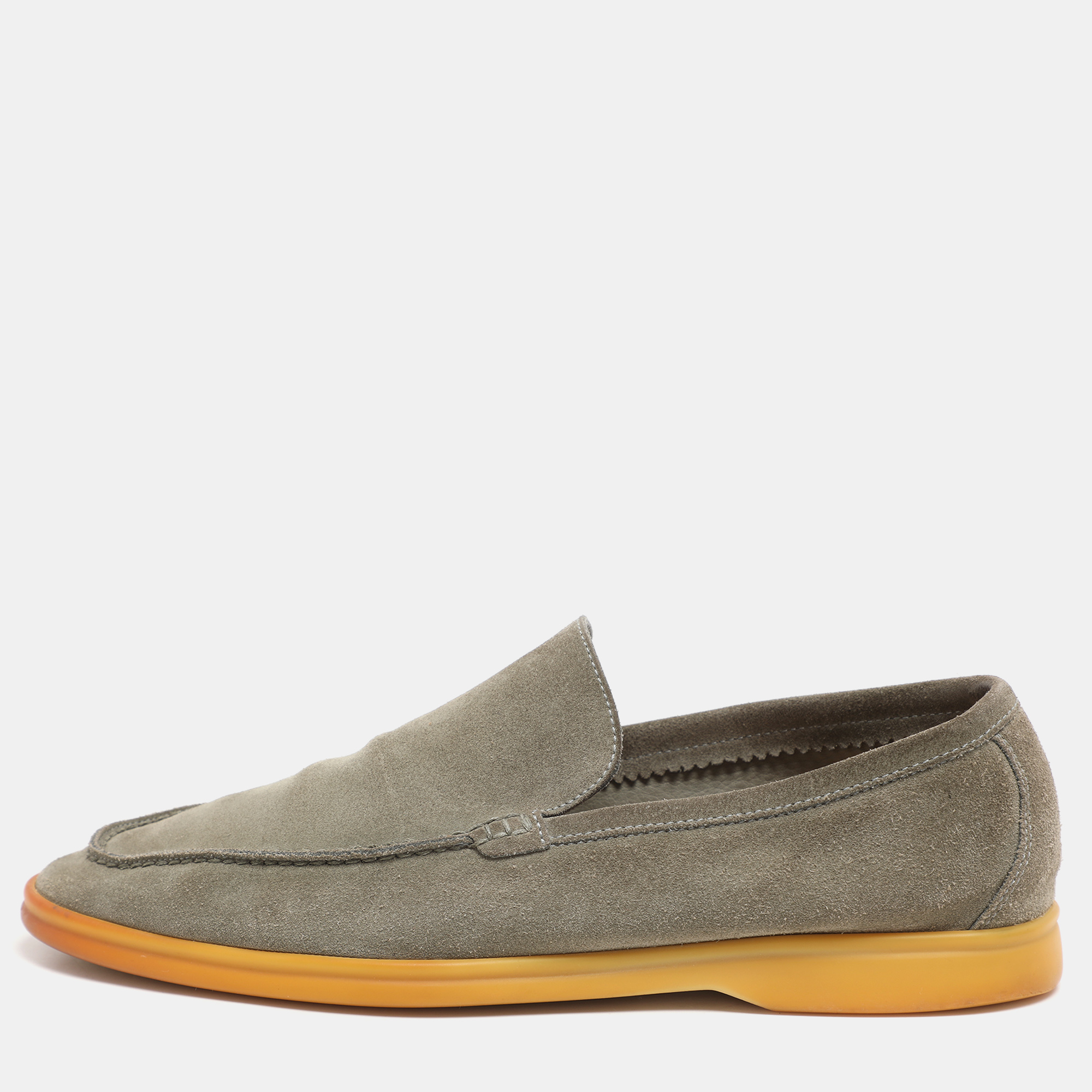 

Loro Piana Olive Suede Summer Walk Slip On Loafers, Green