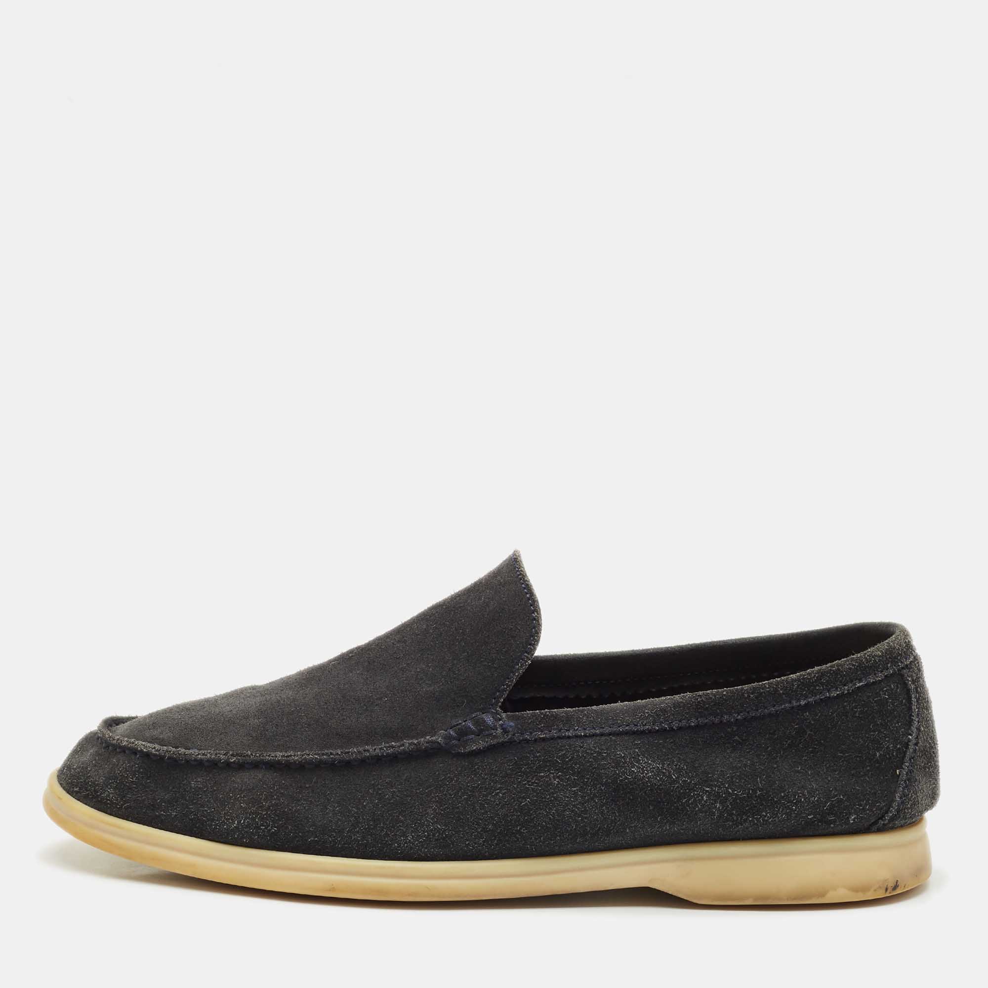 

Loro Piana Navy Blue Suede Summer Walk Loafers Size
