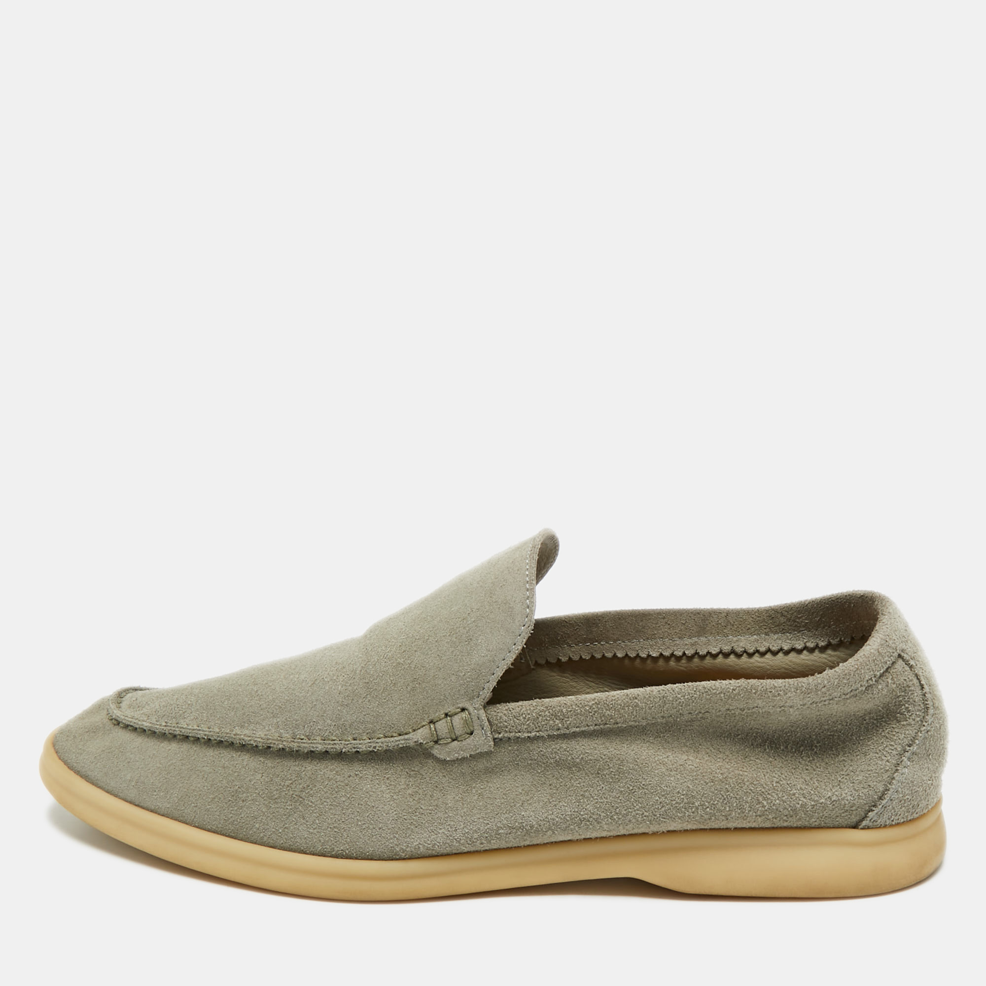 

Loro Piana Grey Suede Summer Walk Slip On Loafers Size