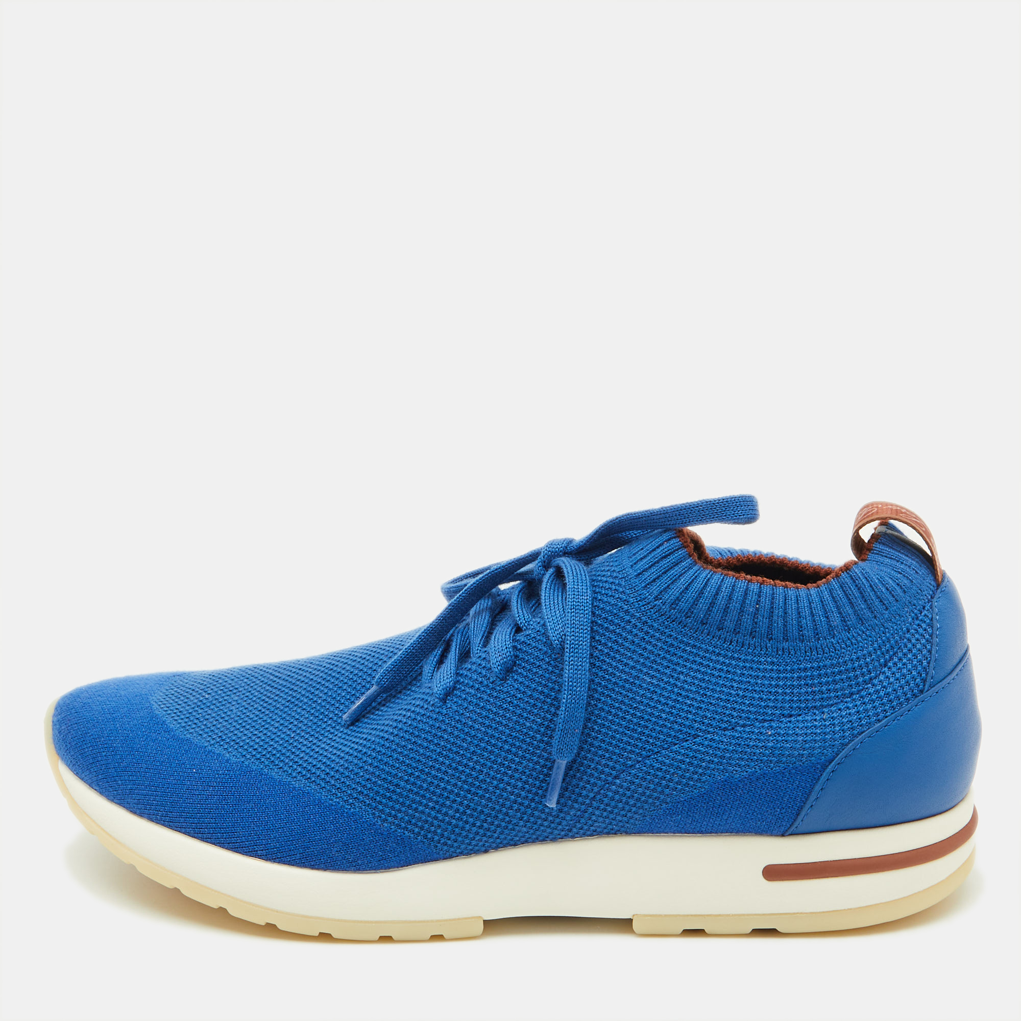 

Loro Piana Blue Knit Fabric 360 LP Flexy Walk Lace Up Sneakers Size