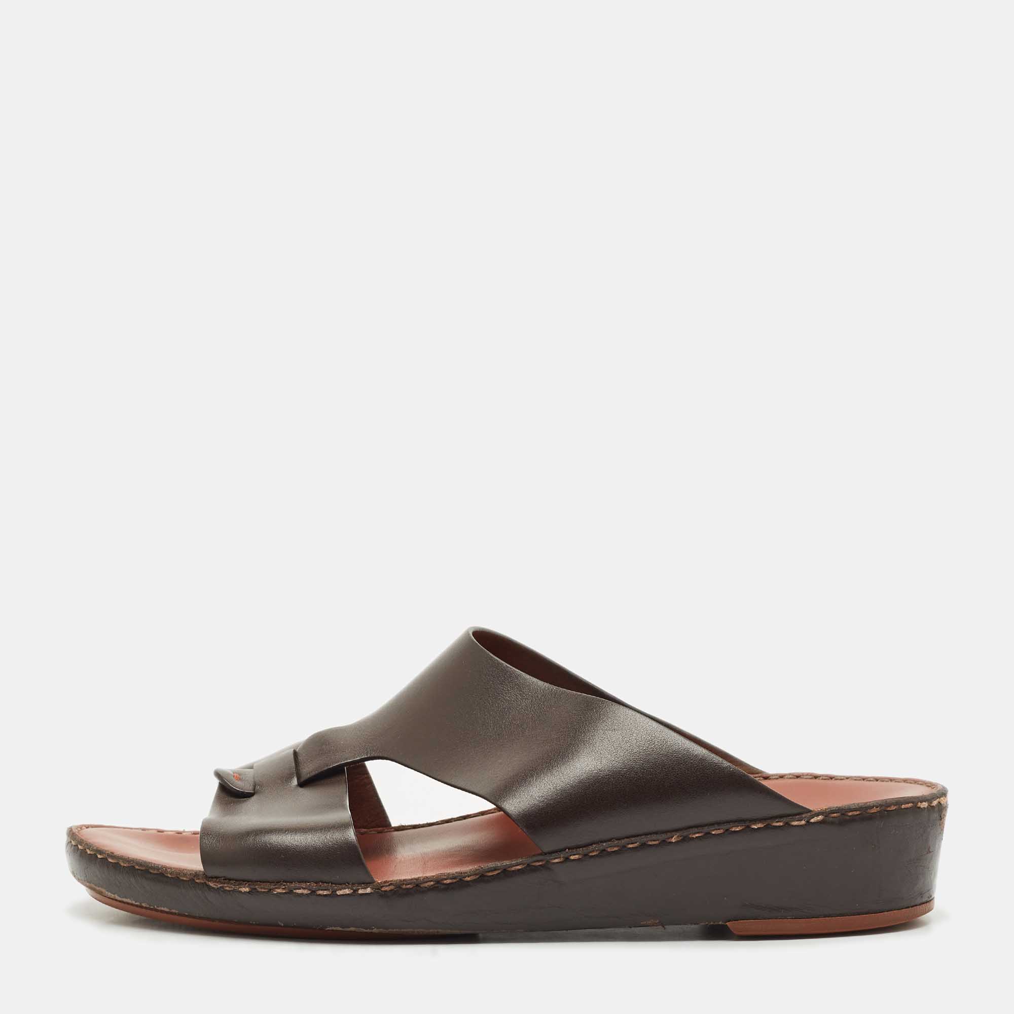 

Loro Piana Brown Leather New Buckle Sandals Size