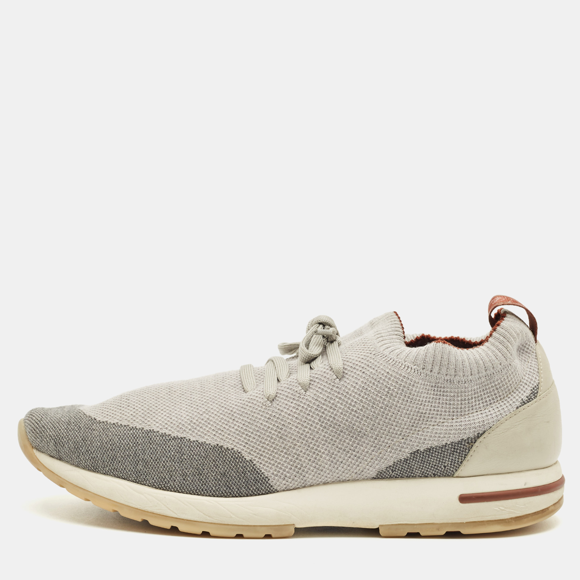 

Loro Piana Grey Knit Fabric 360 LP Flexy Walk Sneakers Size