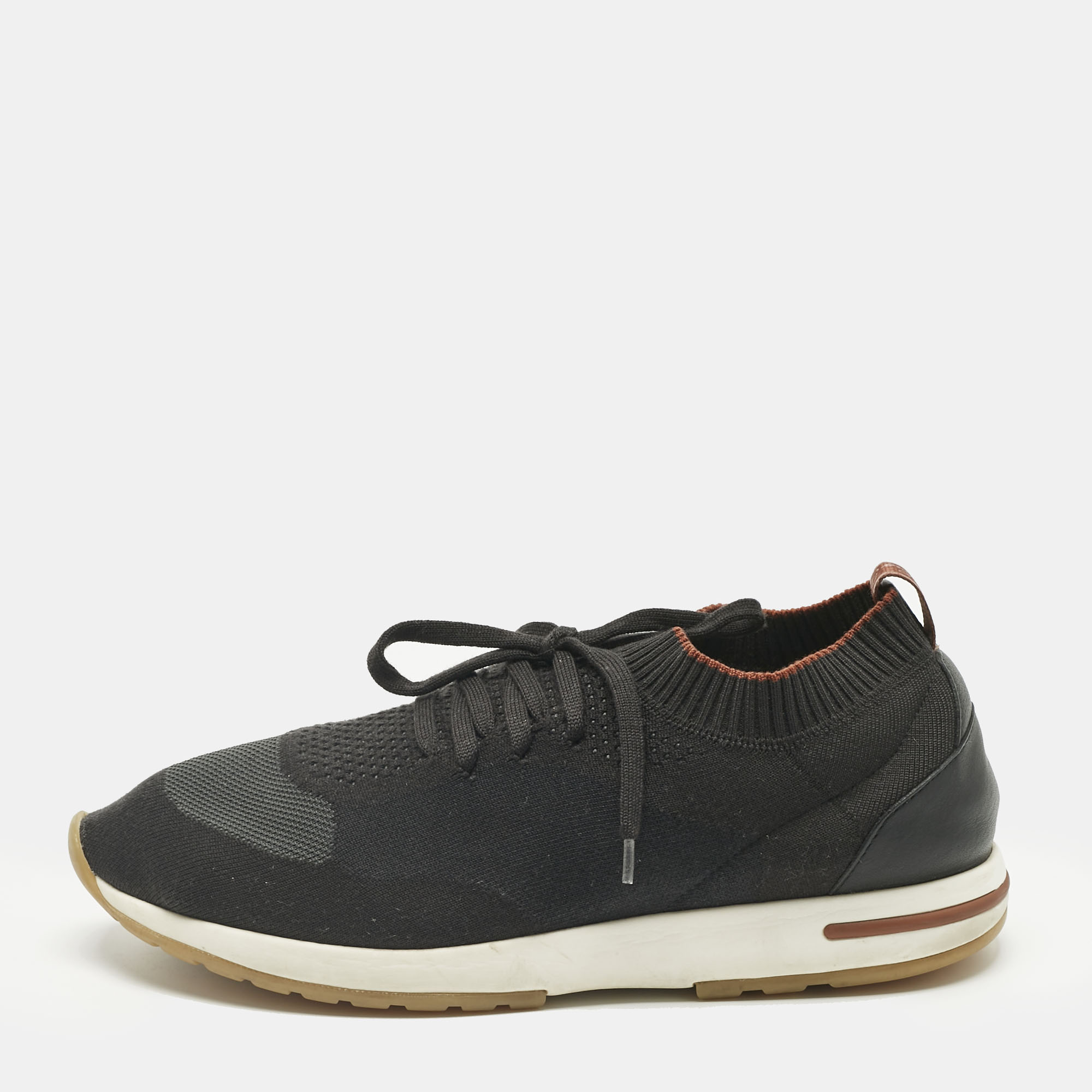 

Loro Piana Grey Knit Fabric and Leather 360 Flexy Walker Slip On Sneakers Size