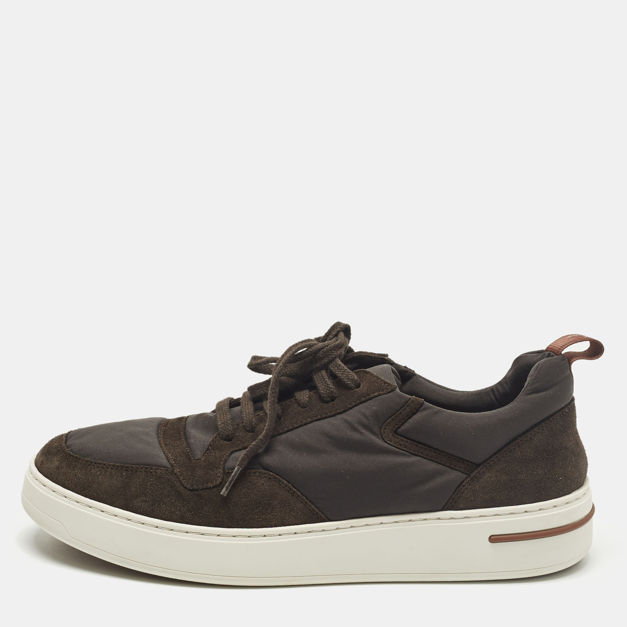 

Loro Piana Week End Walk Size  Brown Neoprene and Suede Lace Up Sneakers