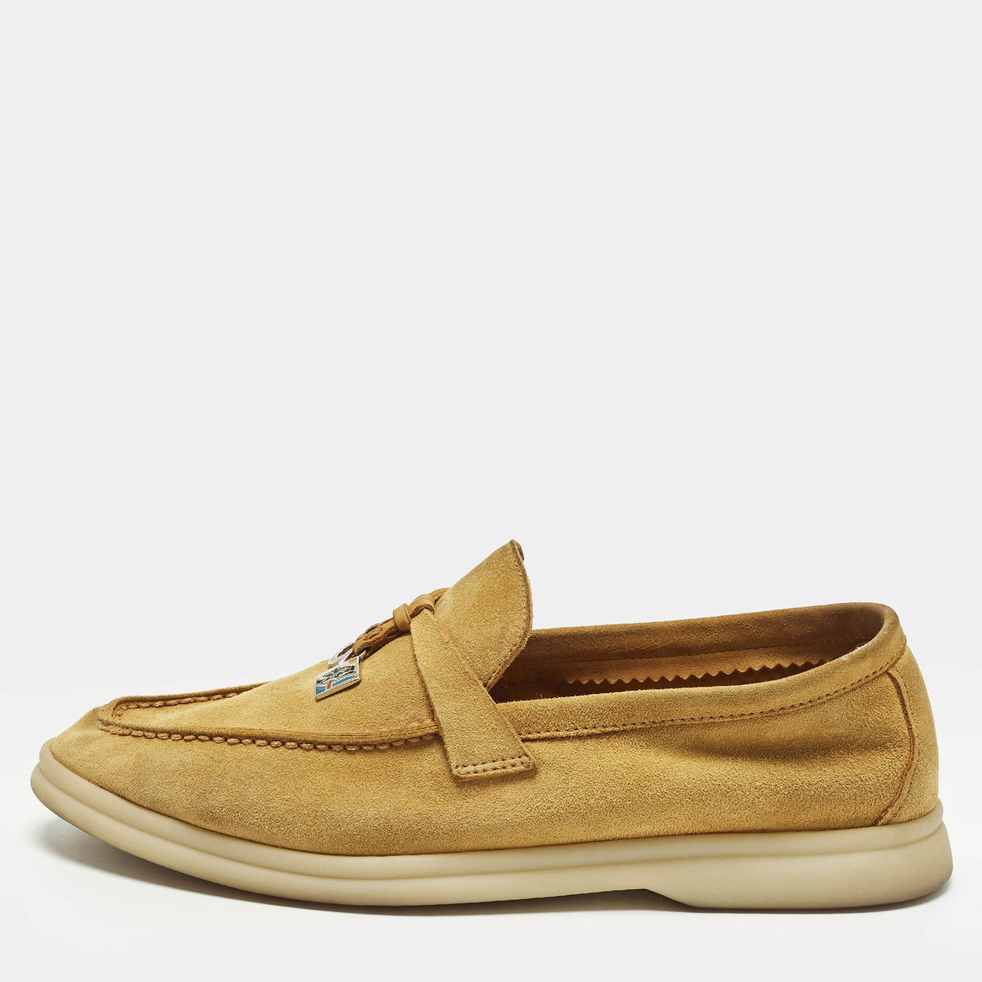 

Loro Piana Summer Charms Walk Size  Brown Suede Loafers