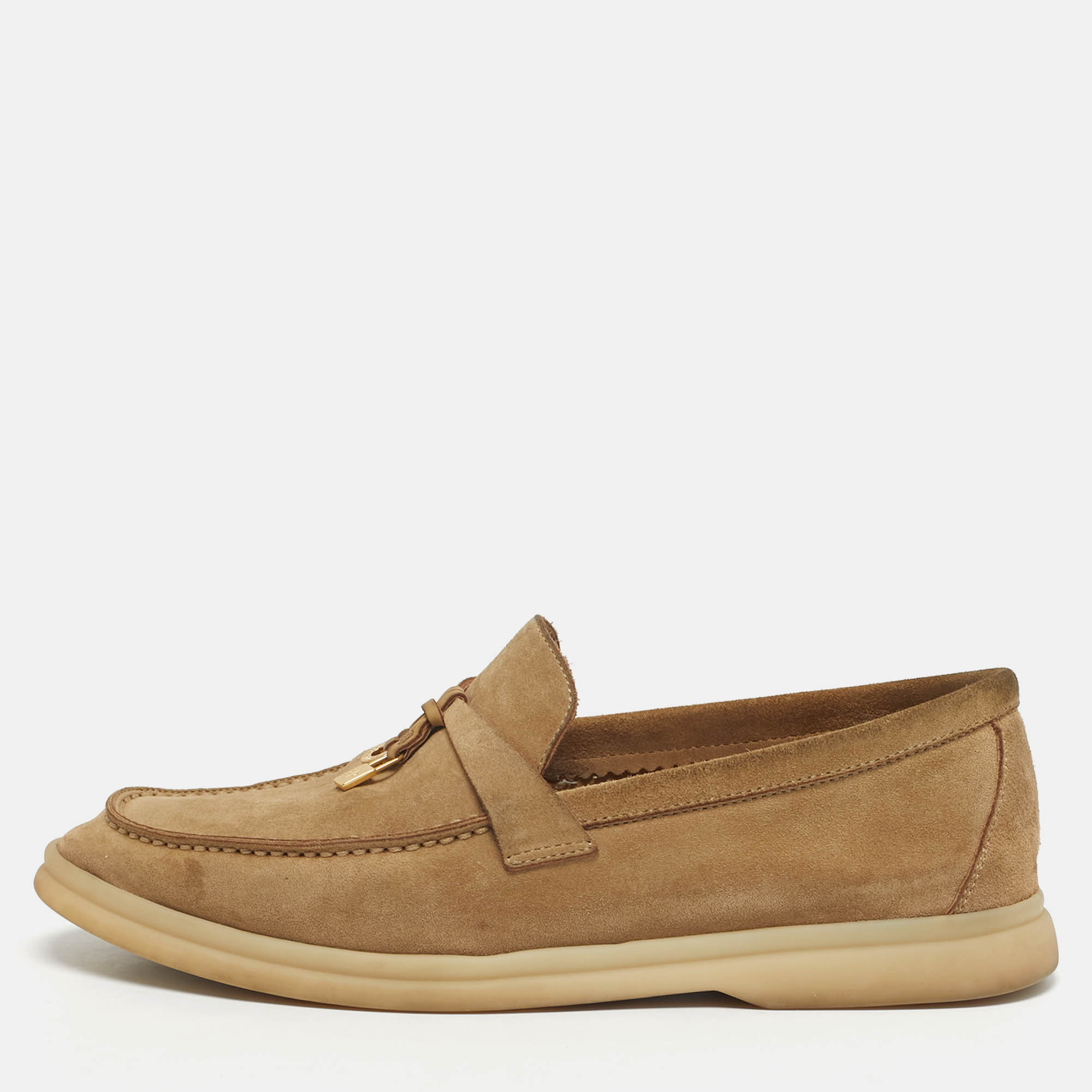 

Loro Piana Summer Charms Walk Size  Beige Suede Loafers