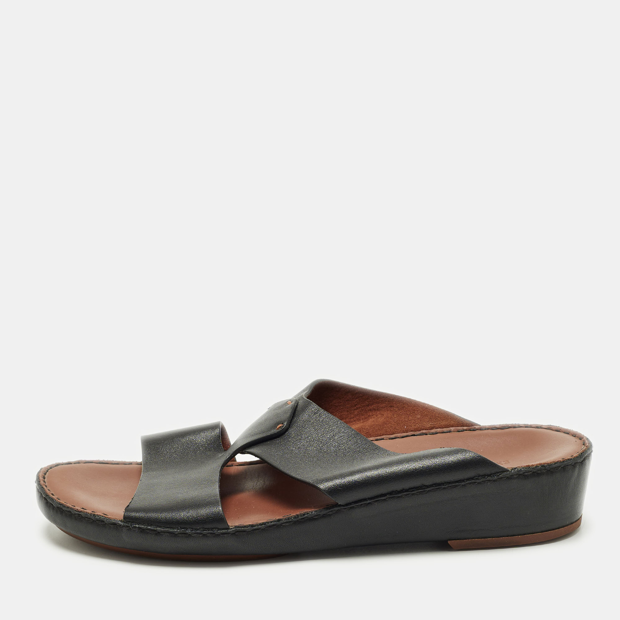 

Loro Piana ox Size  Black Leather Flat Slide