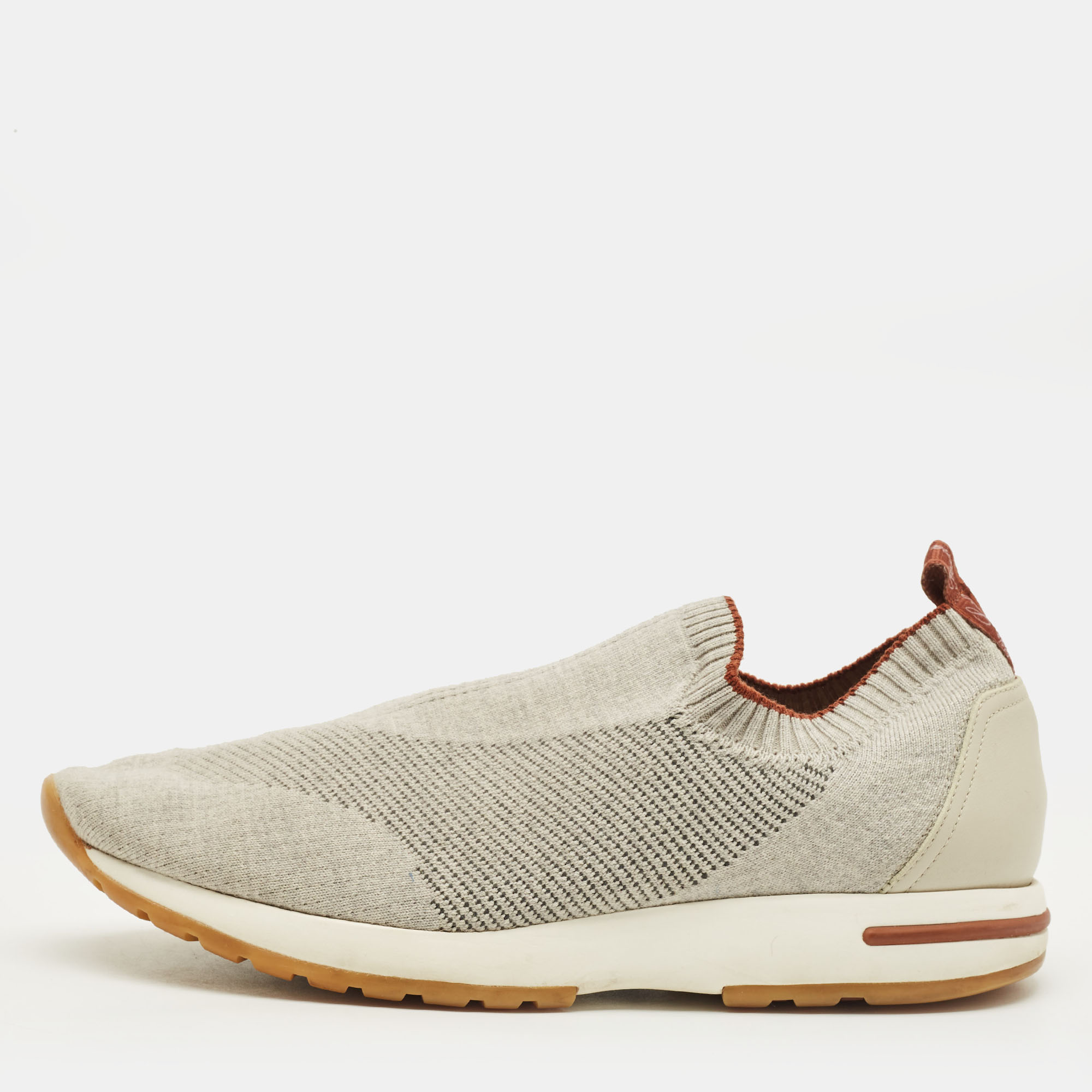 

Loro Piana 360 LP Flexy Walk Size  Light Grey Knit Fabric Slip On Sneakers