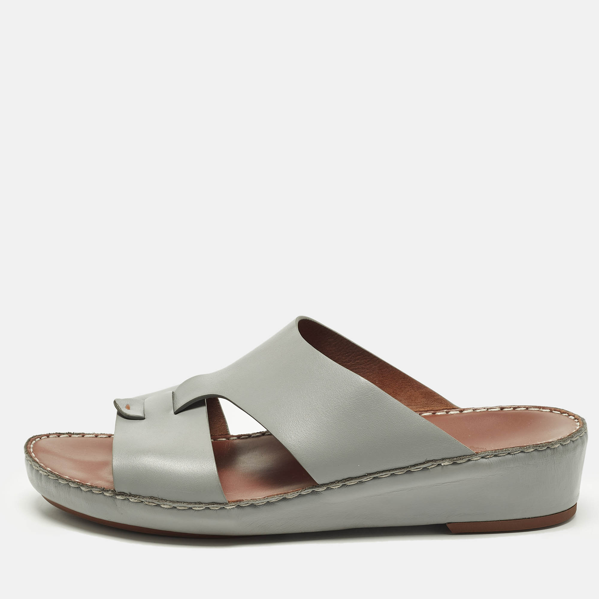 

Loro Piana New Buckle Size  Blue Leather Slide Sandals