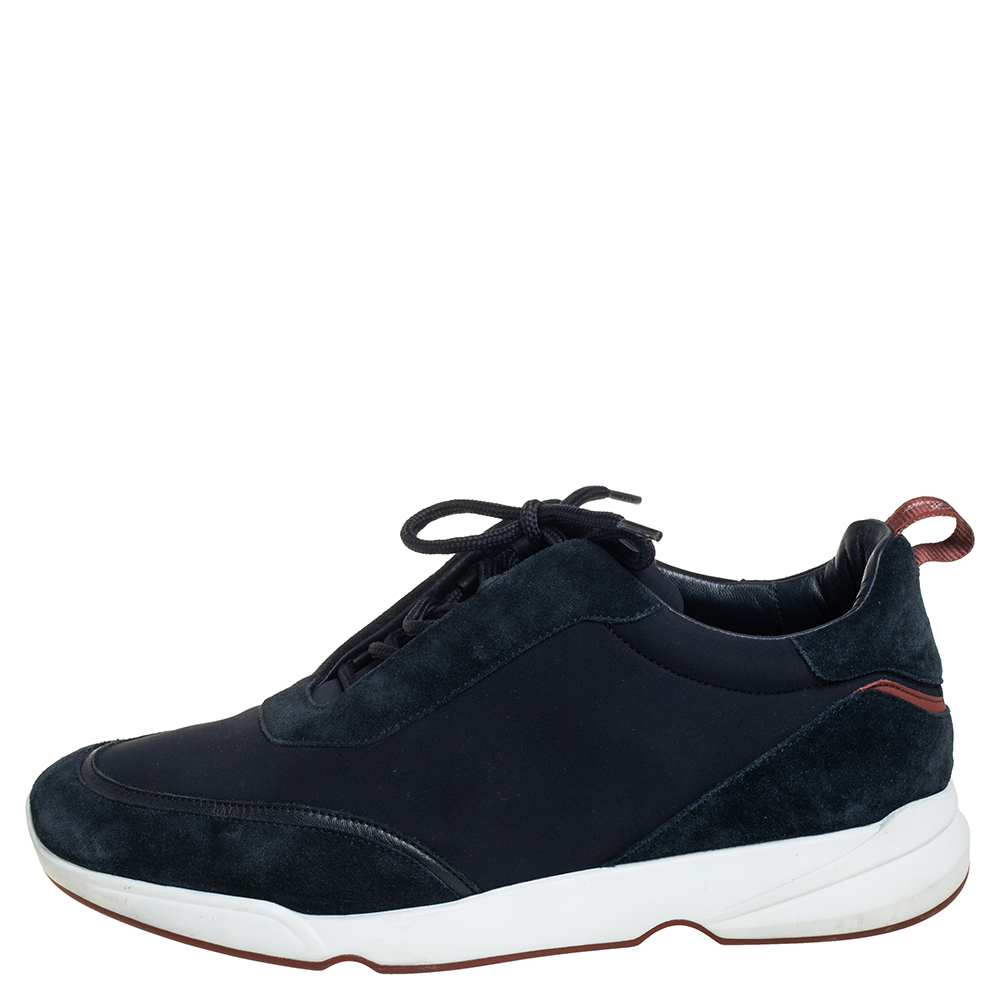 

Loro Piana Navy Blue Suede And Neoprene Modular Walk Sneakers Size