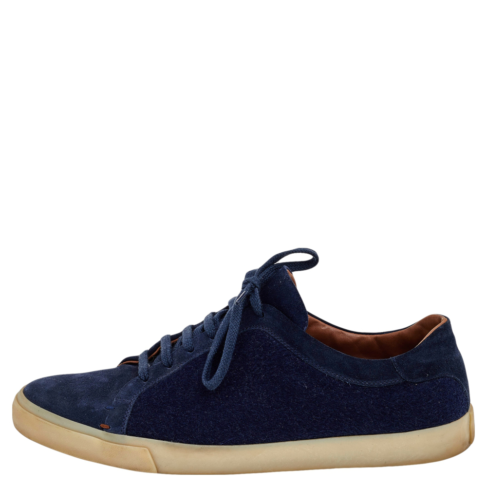 

Loro Piana Blue Suede And Wool Freetime Walk Low Top Sneakers Size