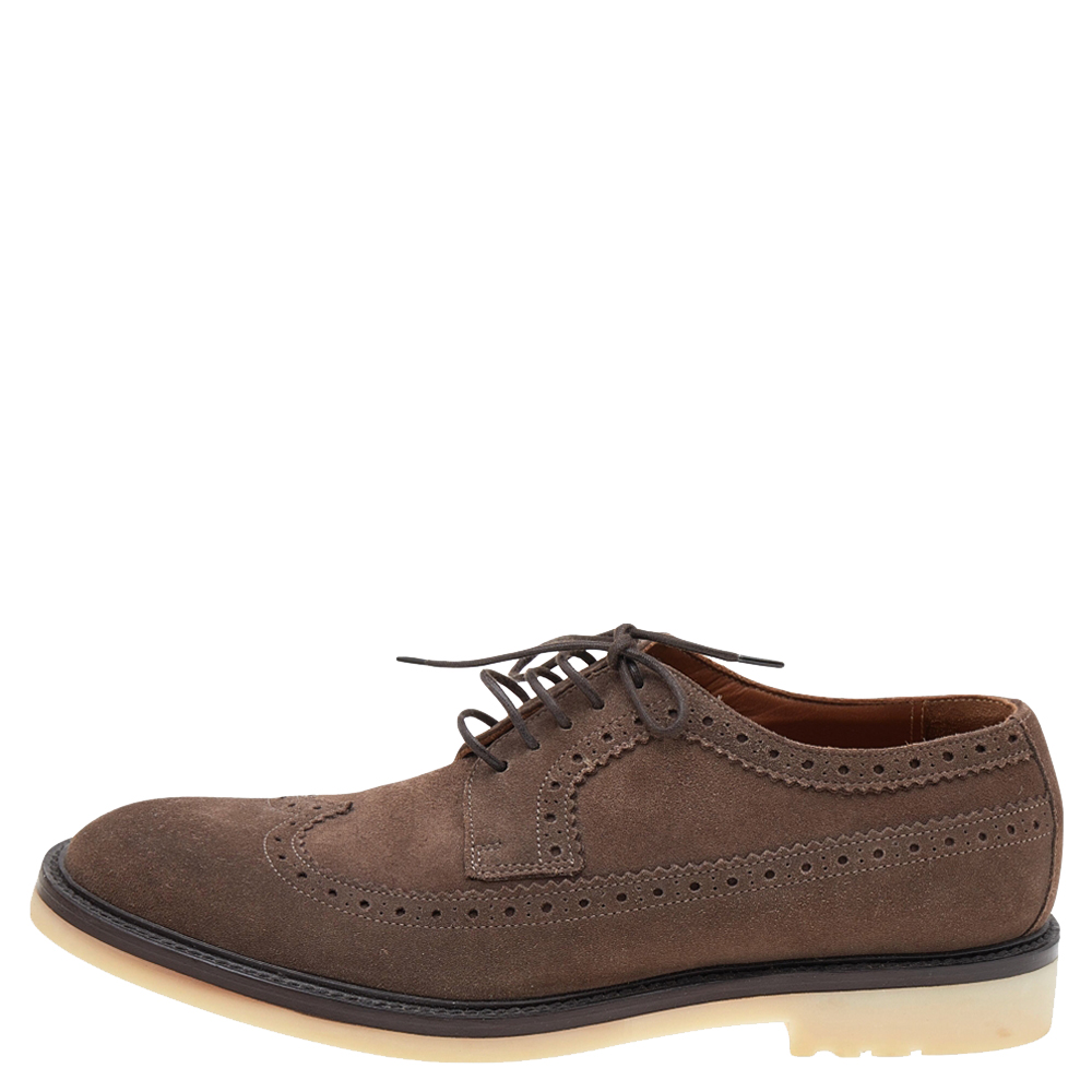 

Loro Piana Brown Brogue Suede Lace Up Derby Size