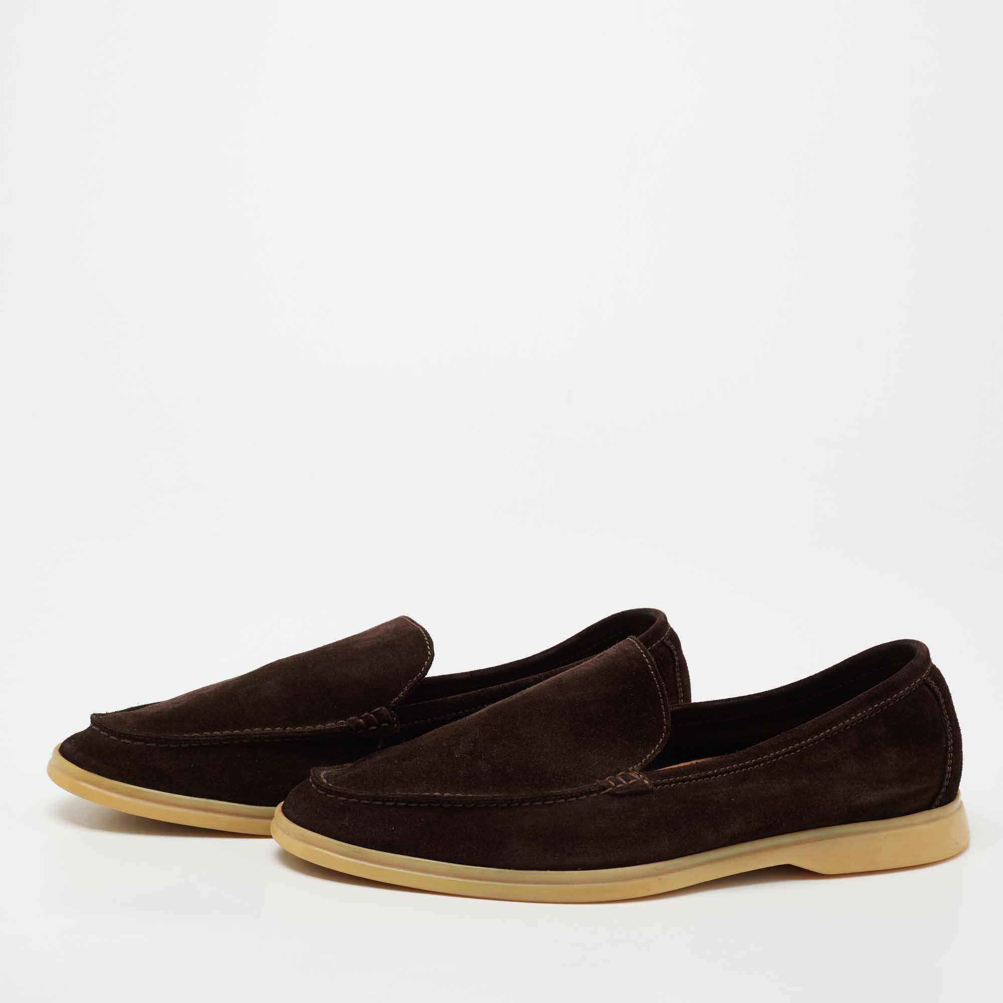 

Loro Piana Brown Suede 'Summer Walk' Slip On Loafers Size
