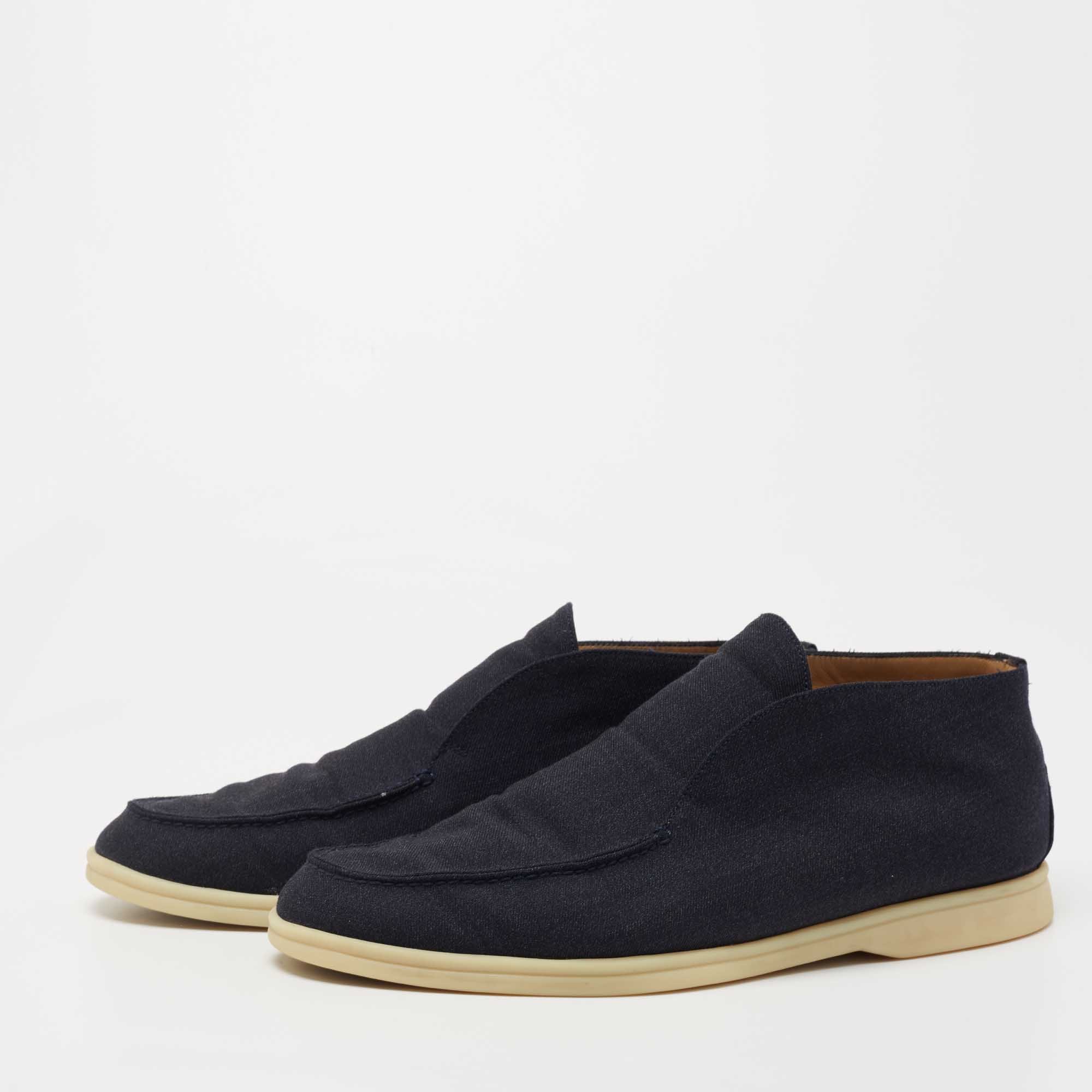 

Loro Piana Navy Blue Canvas Summer City Walk Loafers Size