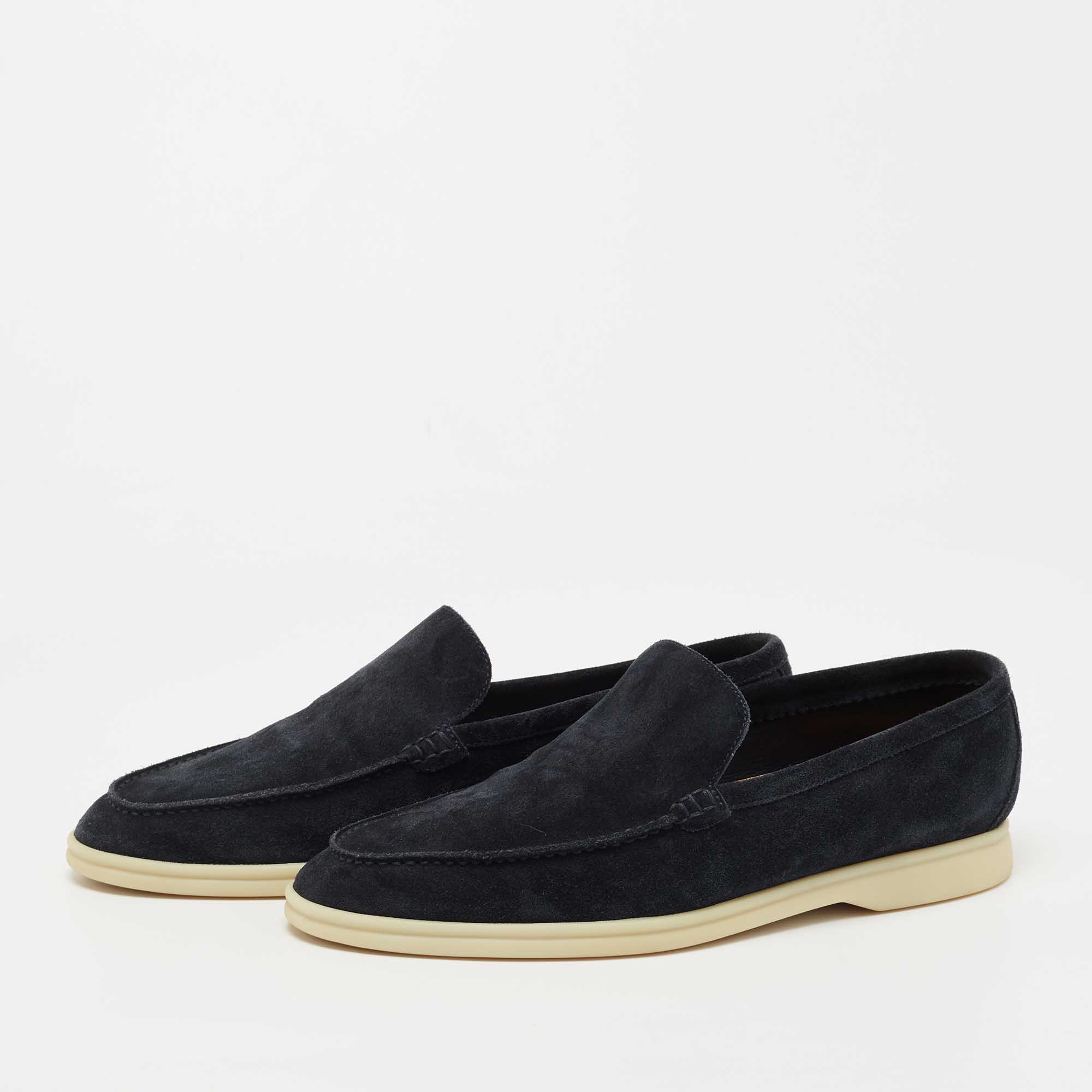 

Loro Piana Blue Suede Summer Walk Slip On Loafers Size
