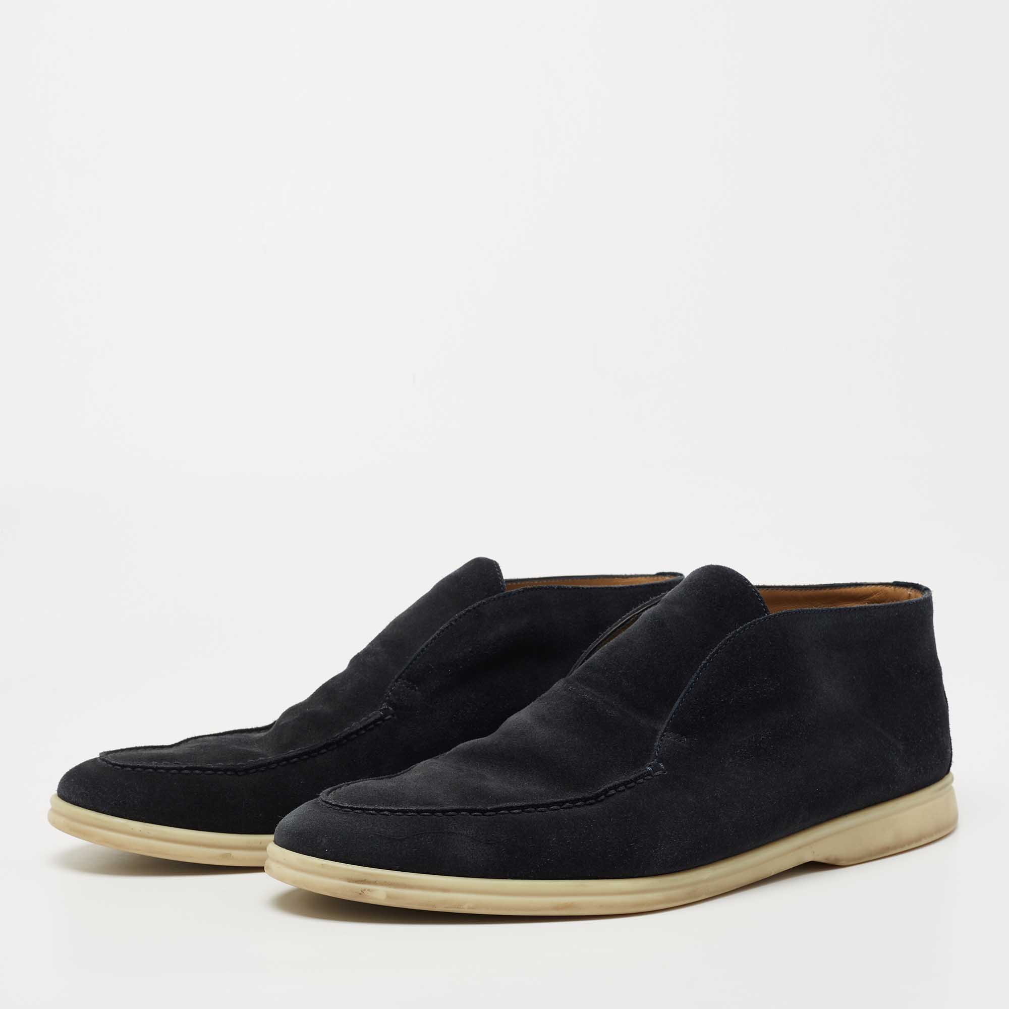 

Loro Piana Navy Blue Suede Open Walk Ankle Boots Size