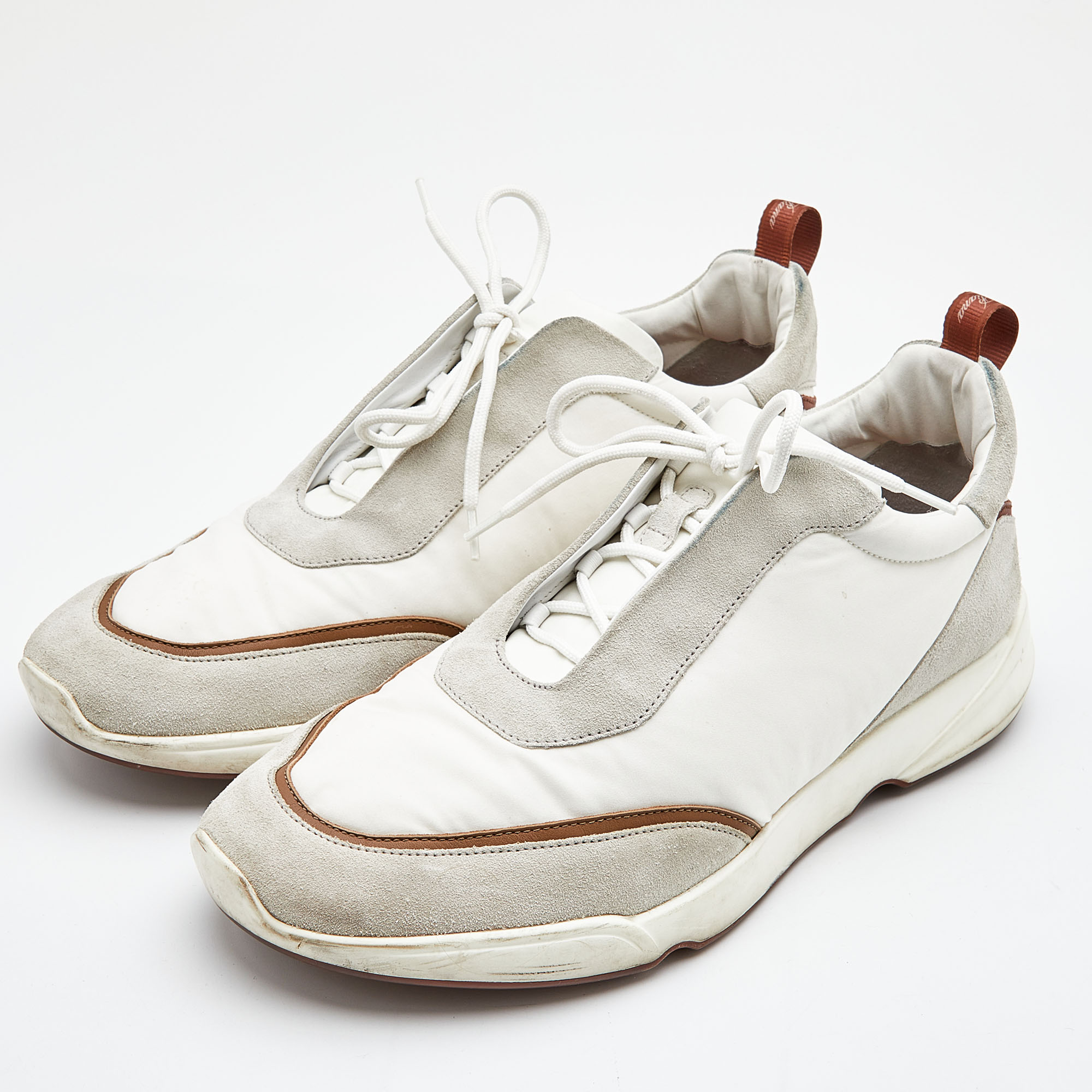 

Loro Piana White/Grey Nylon and Suede Low Top Sneakers Size