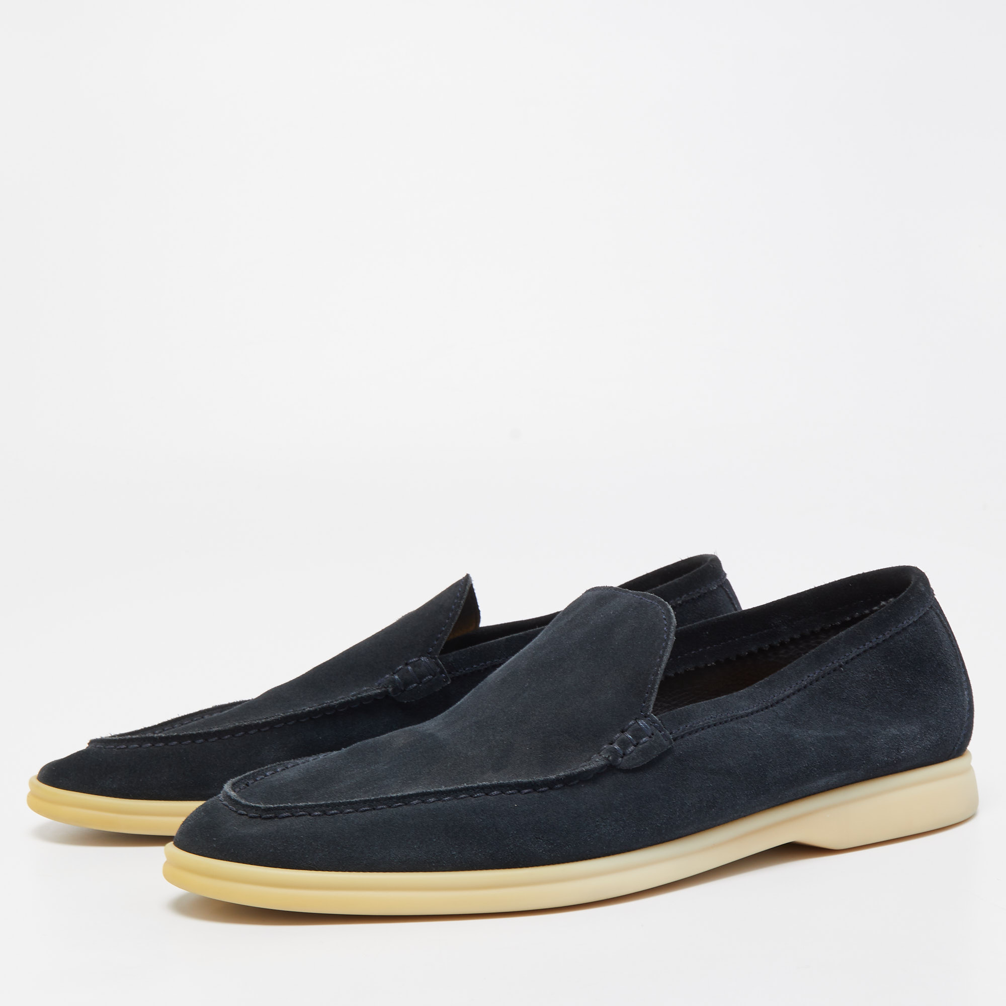 

Loro Piana Navy Blue Suede Summer Walk Slip On Loafers Size