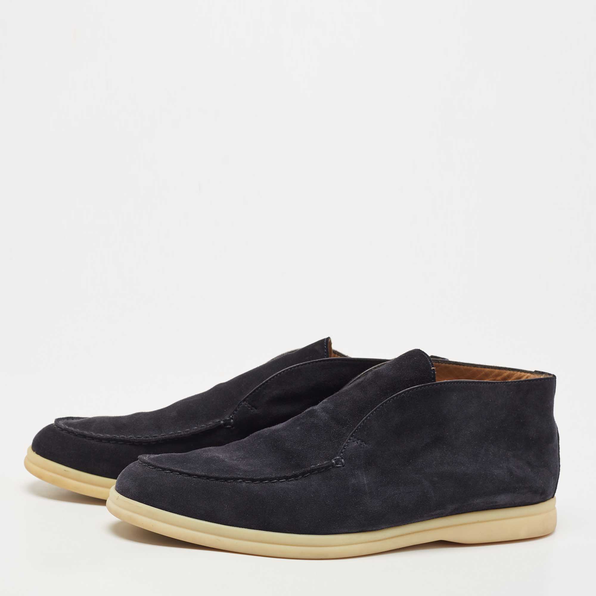 

Loro Piana Navy Blue Suede Open Walk Ankle Boots Size