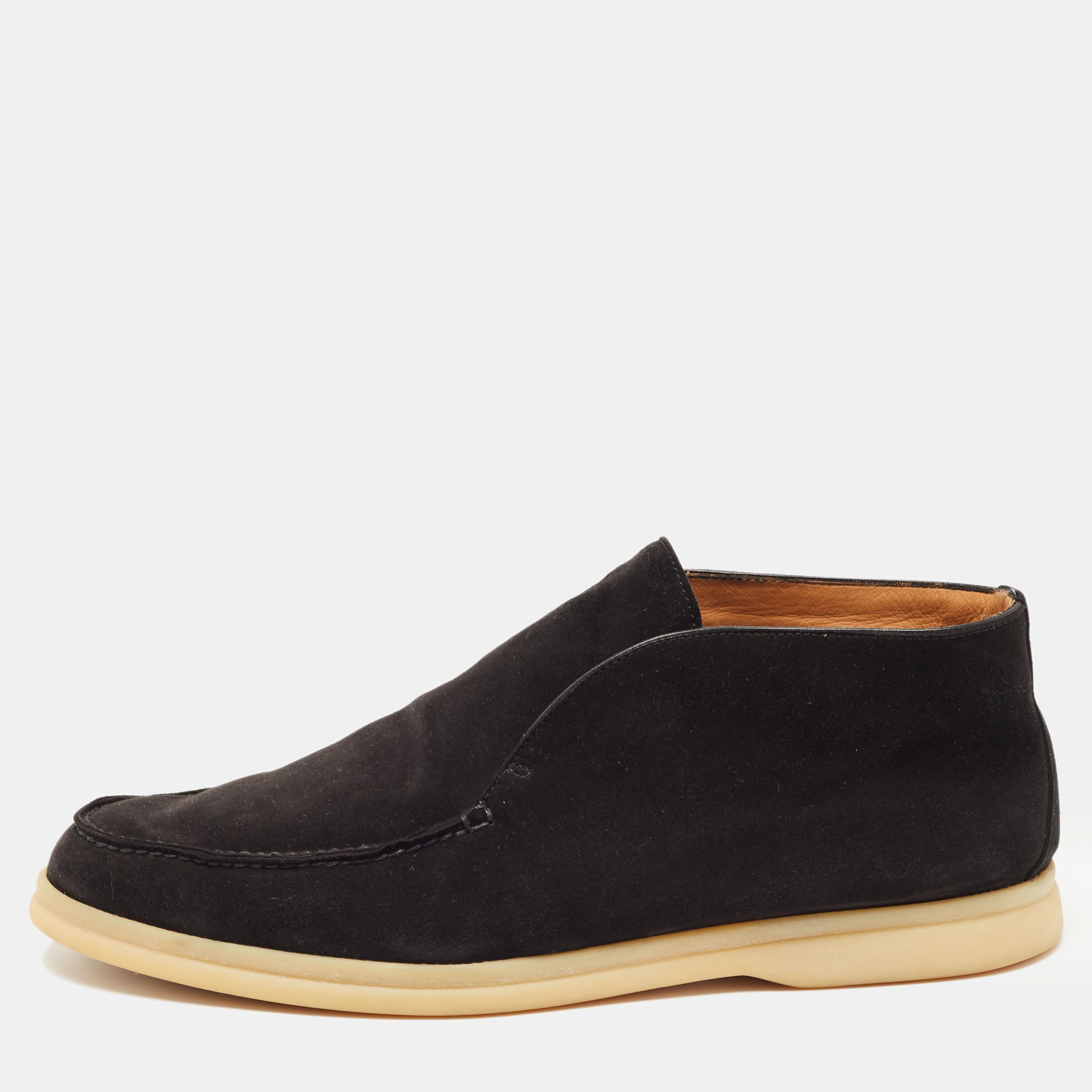 Pre-owned Loro Piana Black Suede Open Walk Boots Size 42