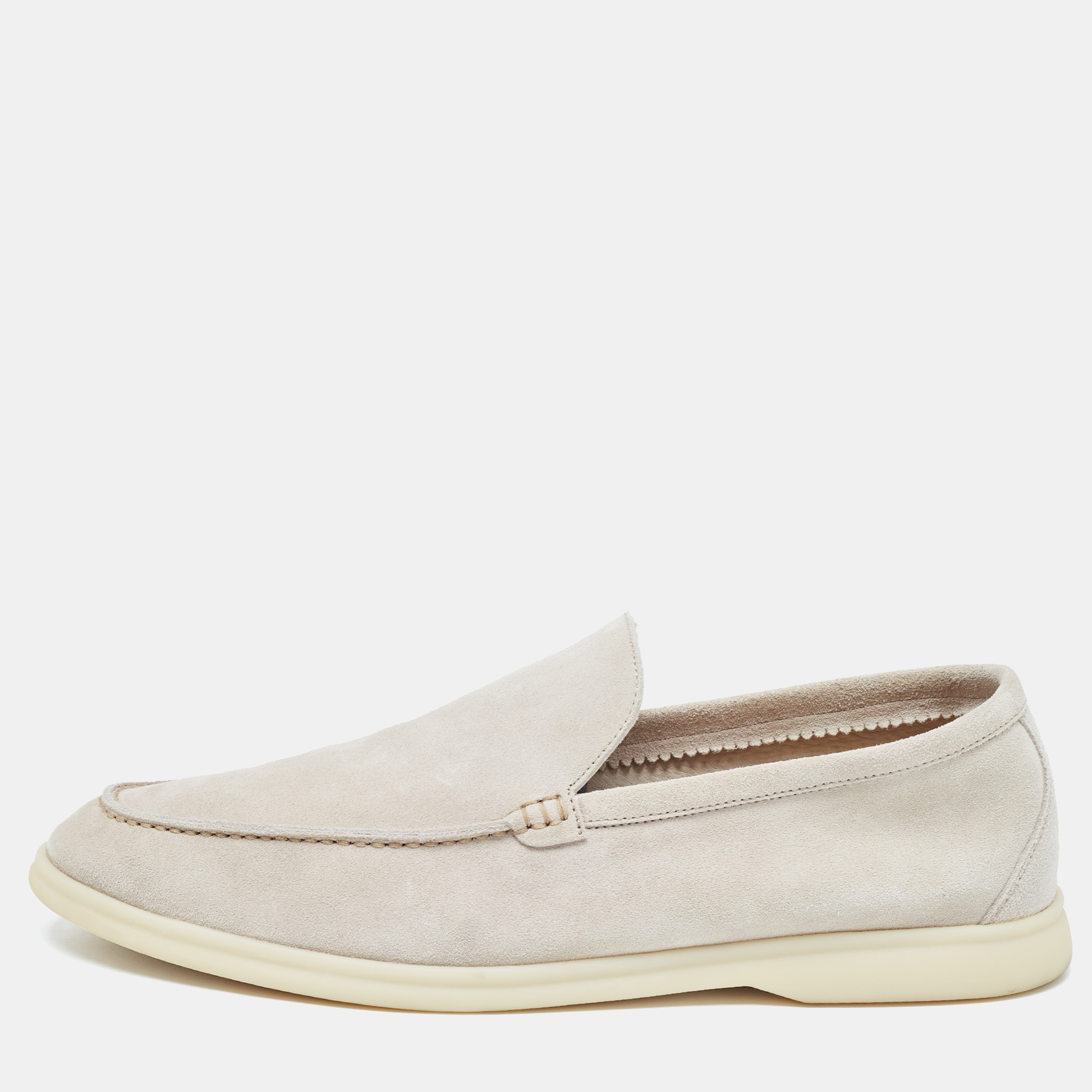 Loro Piana Grey Suede Summer Walk Slip On Loafers Size 45