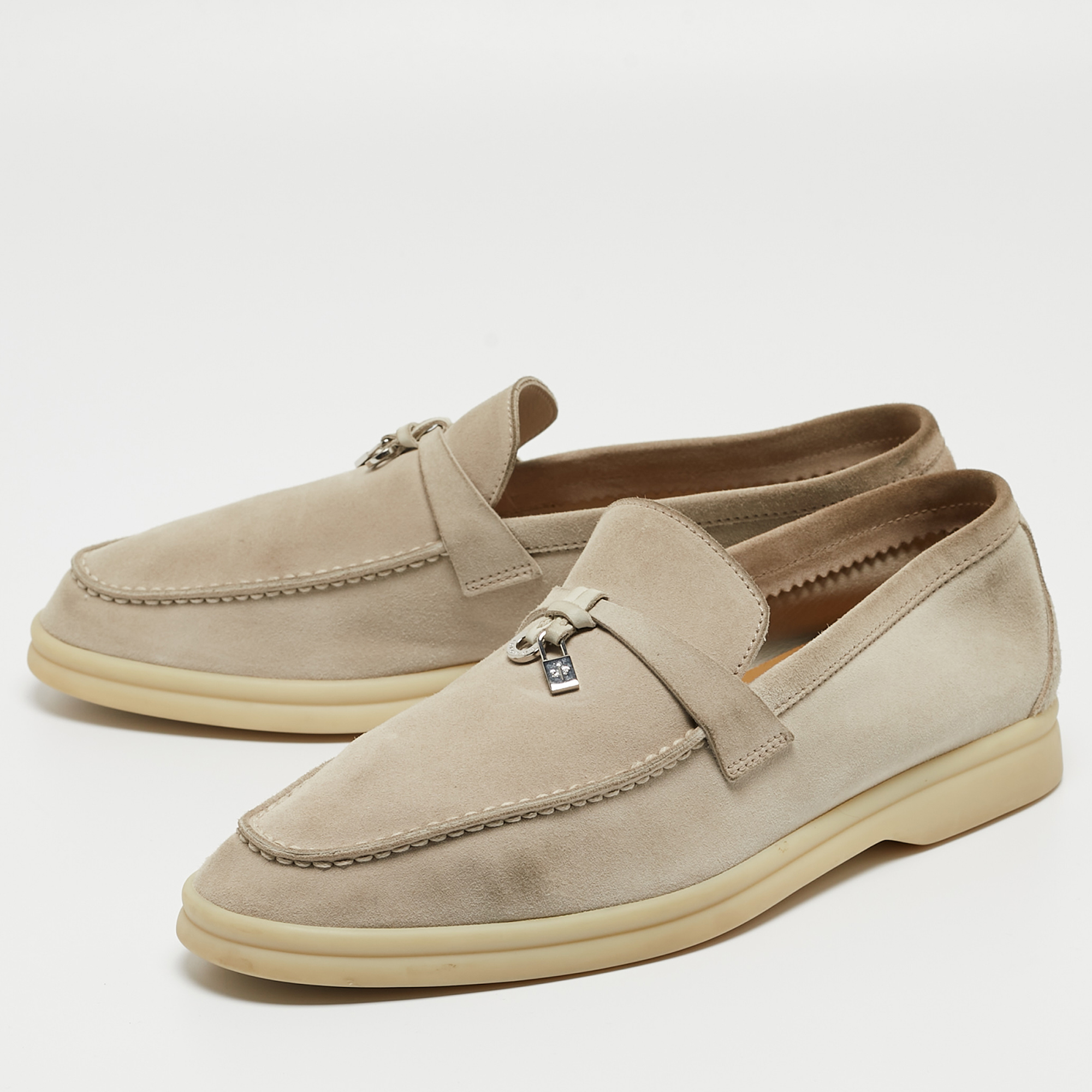 

Loro Piana Grey Suede Summer Charms Walk Loafers Size