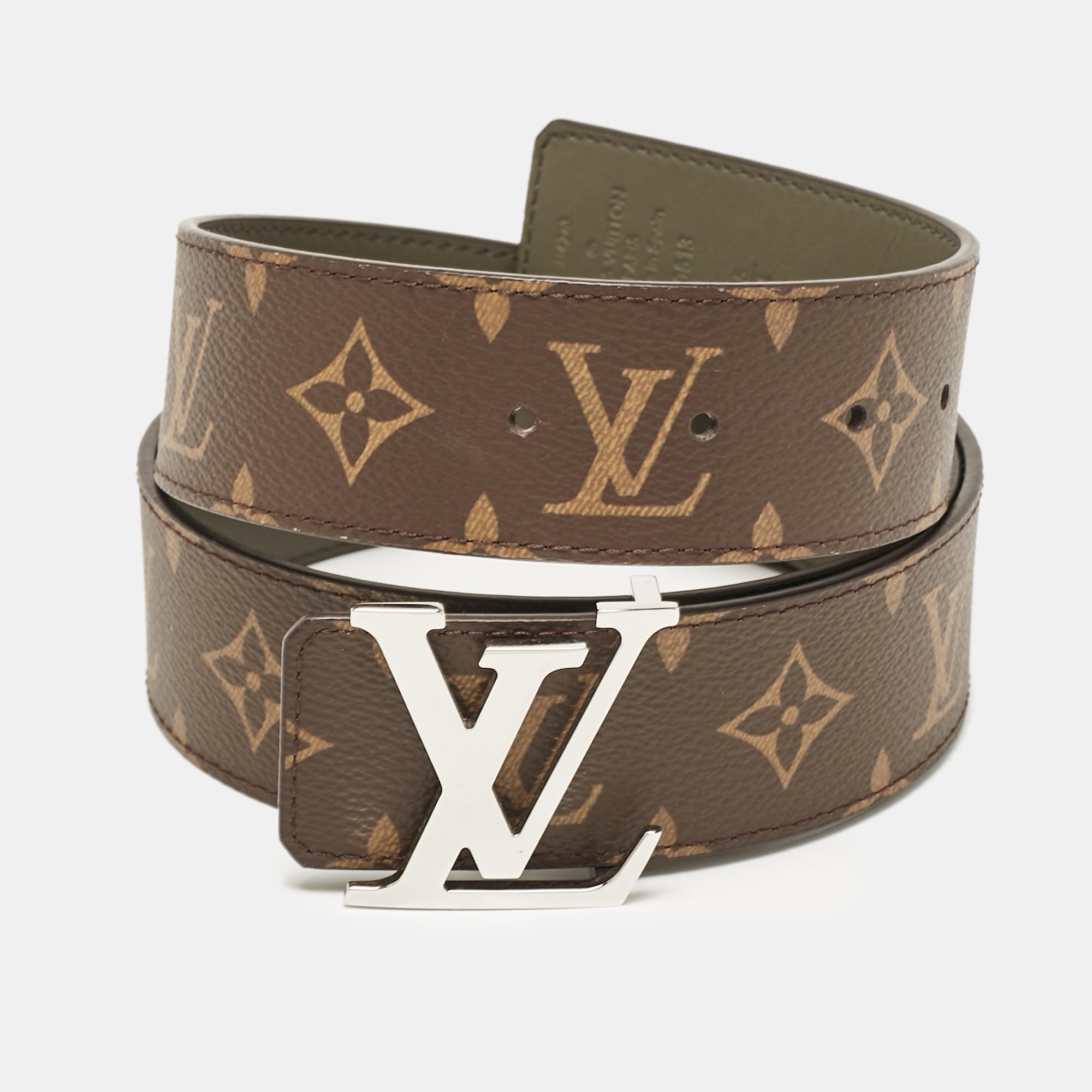 

Louis Vuitton Khaki Green Monogram Canvas LV Initiales Reversible Belt