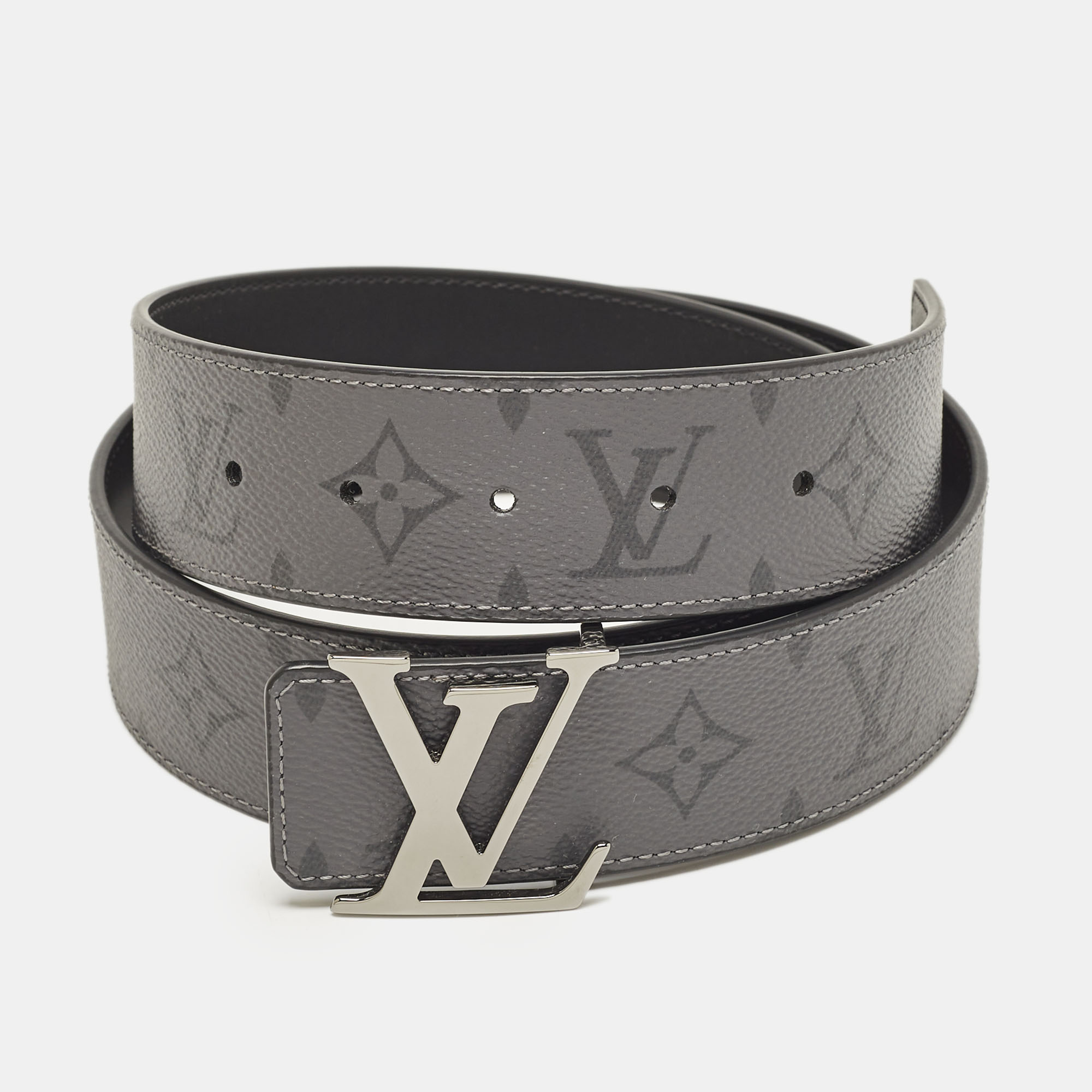 

Louis Vuitton Monogram Eclipse Reverse Canvas LV Initiales Reversible Belt, Grey