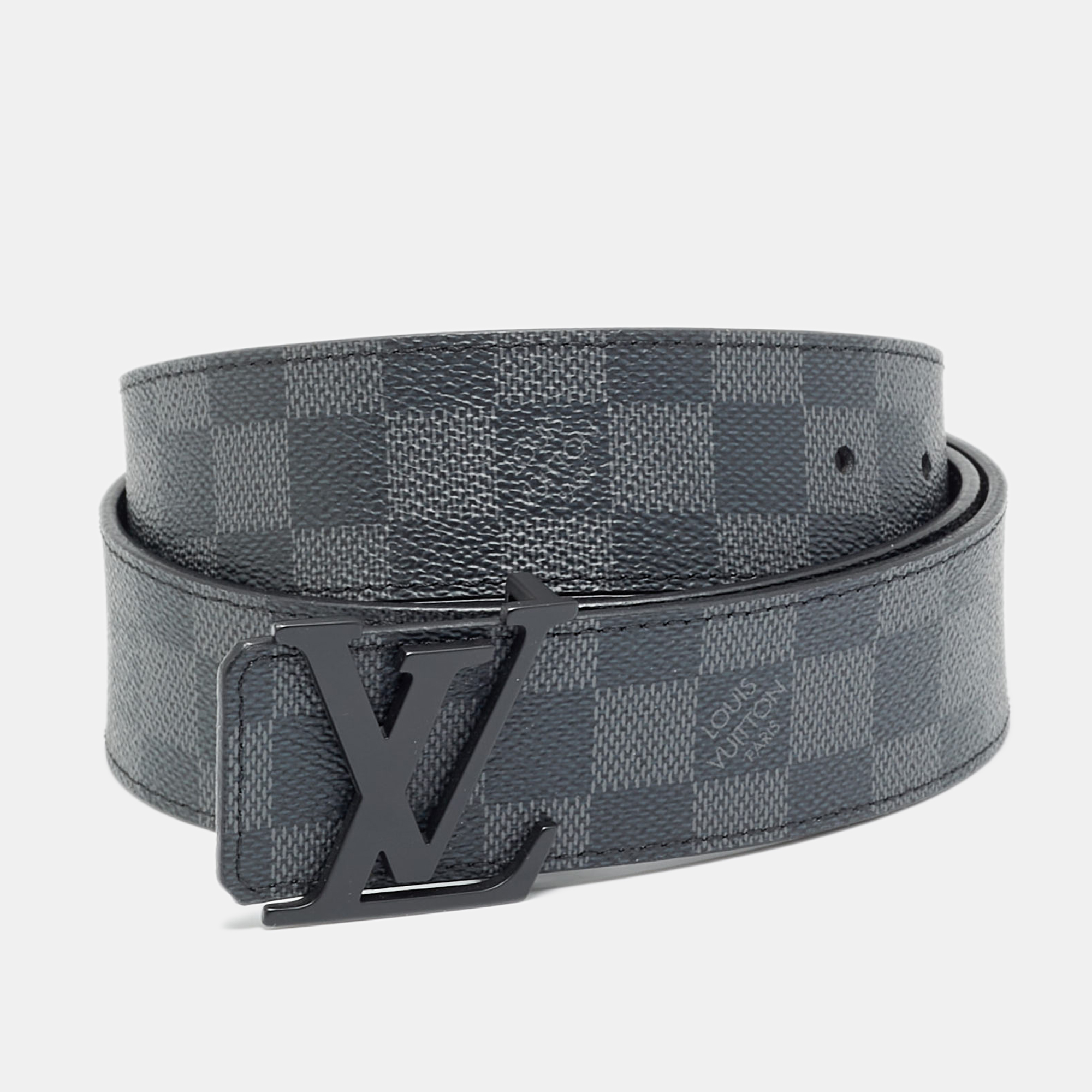 

Louis Vuitton LV Initiales  Buckle Belt Damier Graphite Canvas, Black