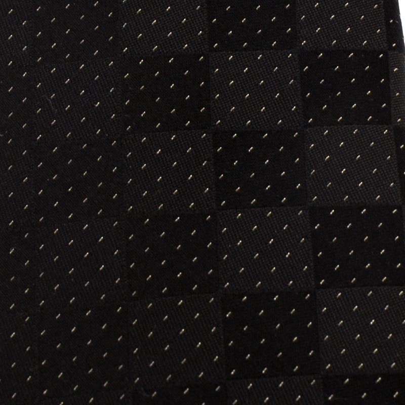 

Louis Vuitton Black & Gold Jacquard Damier Silk Tie