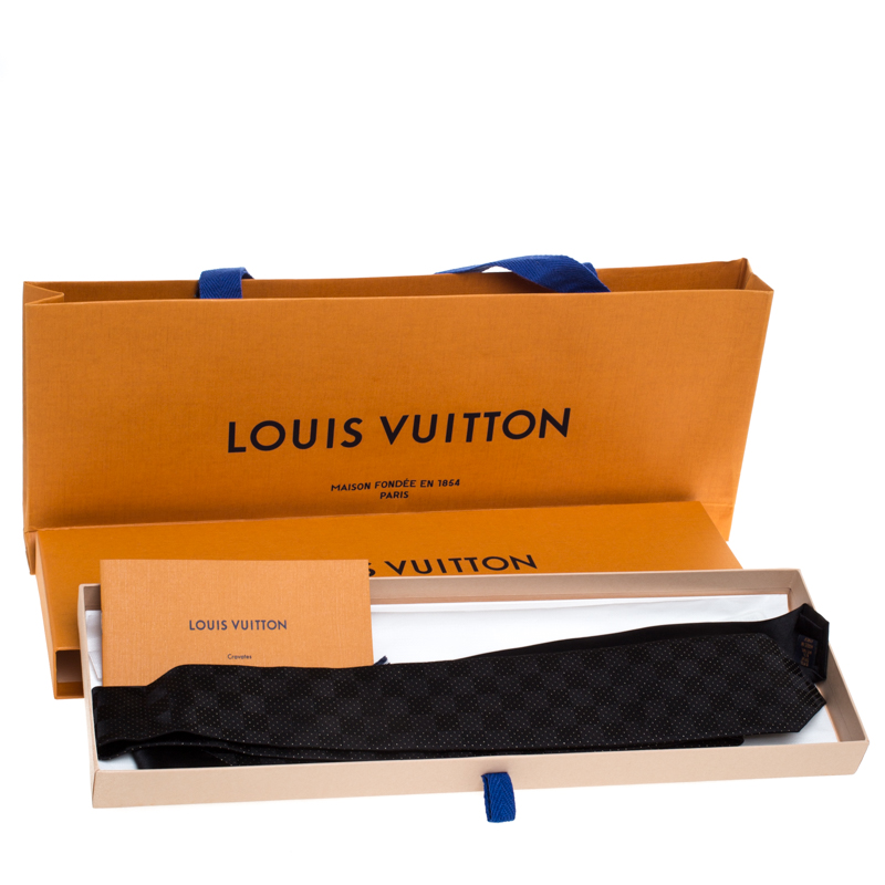 Louis Vuitton Black & Gold Jacquard Damier Silk Tie Louis Vuitton | TLC