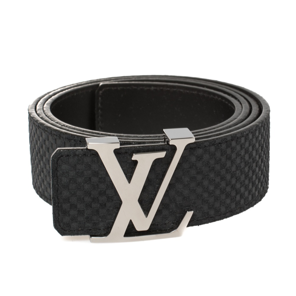 

Louis Vuitton Black Mini Damier Suede Initiales Belt