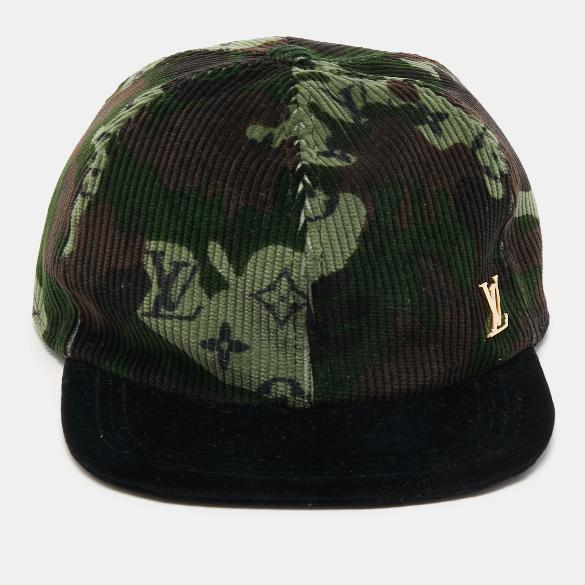 

Louis Vuitton Green Corduroy Easy Fit Camo Cap 60