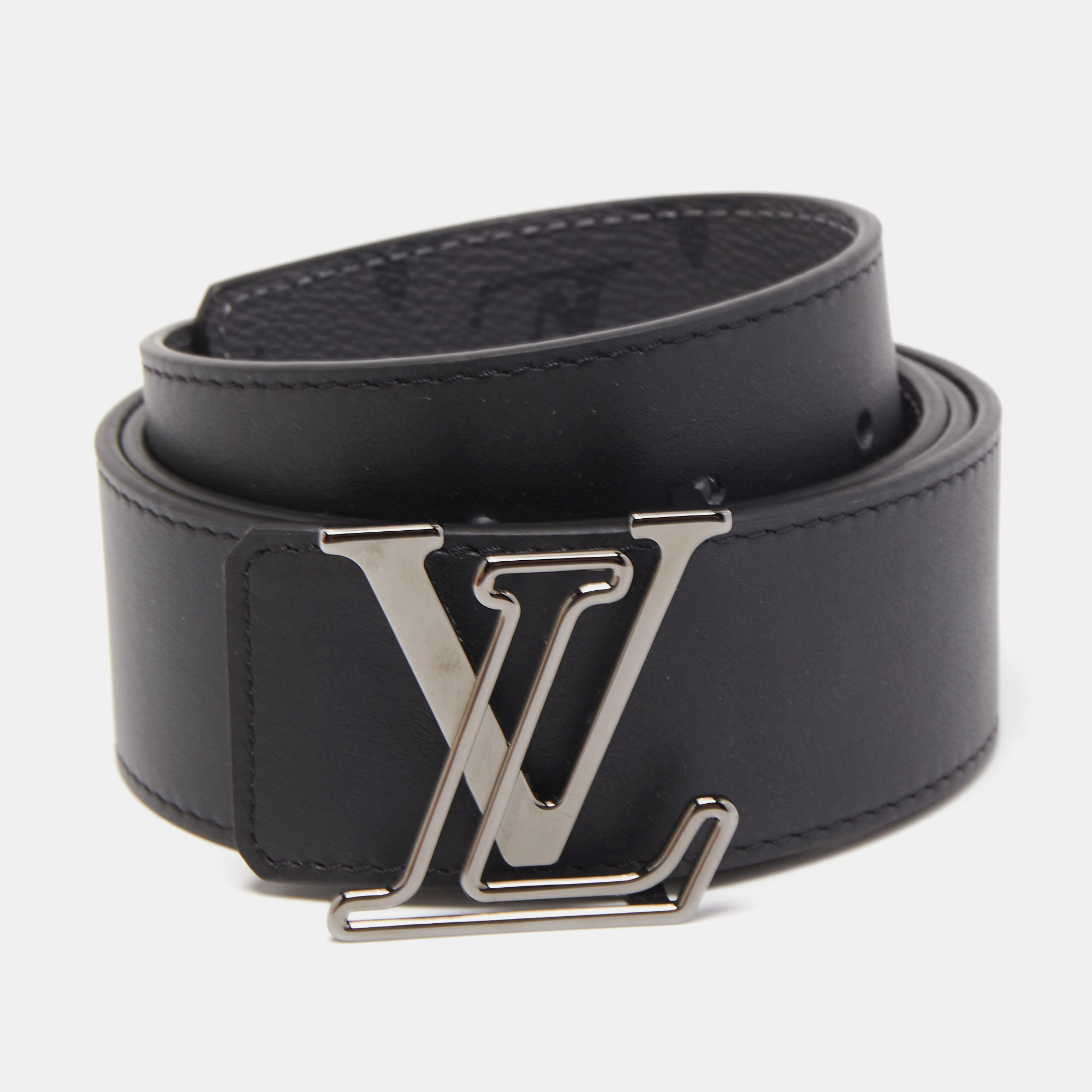 

Louis Vuitton Monogram Eclipse Canvas LV Initiales Reversible Belt, Grey