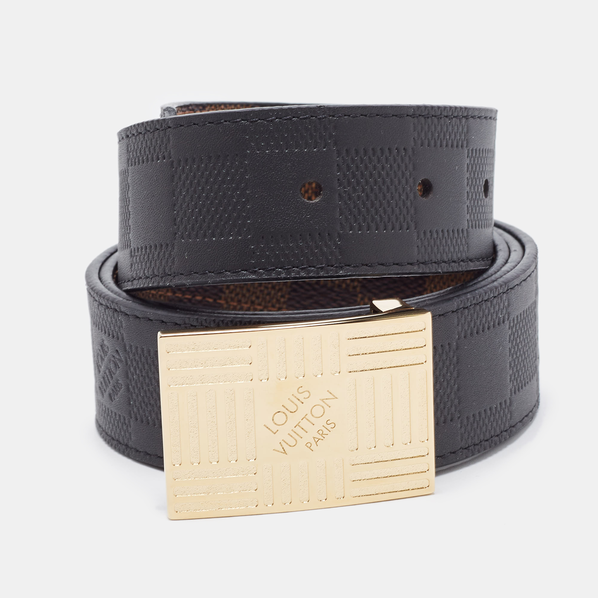 

Louis Vuitton Damier Ebene Canvas and Damier Infini Leather Reversible Belt, Brown