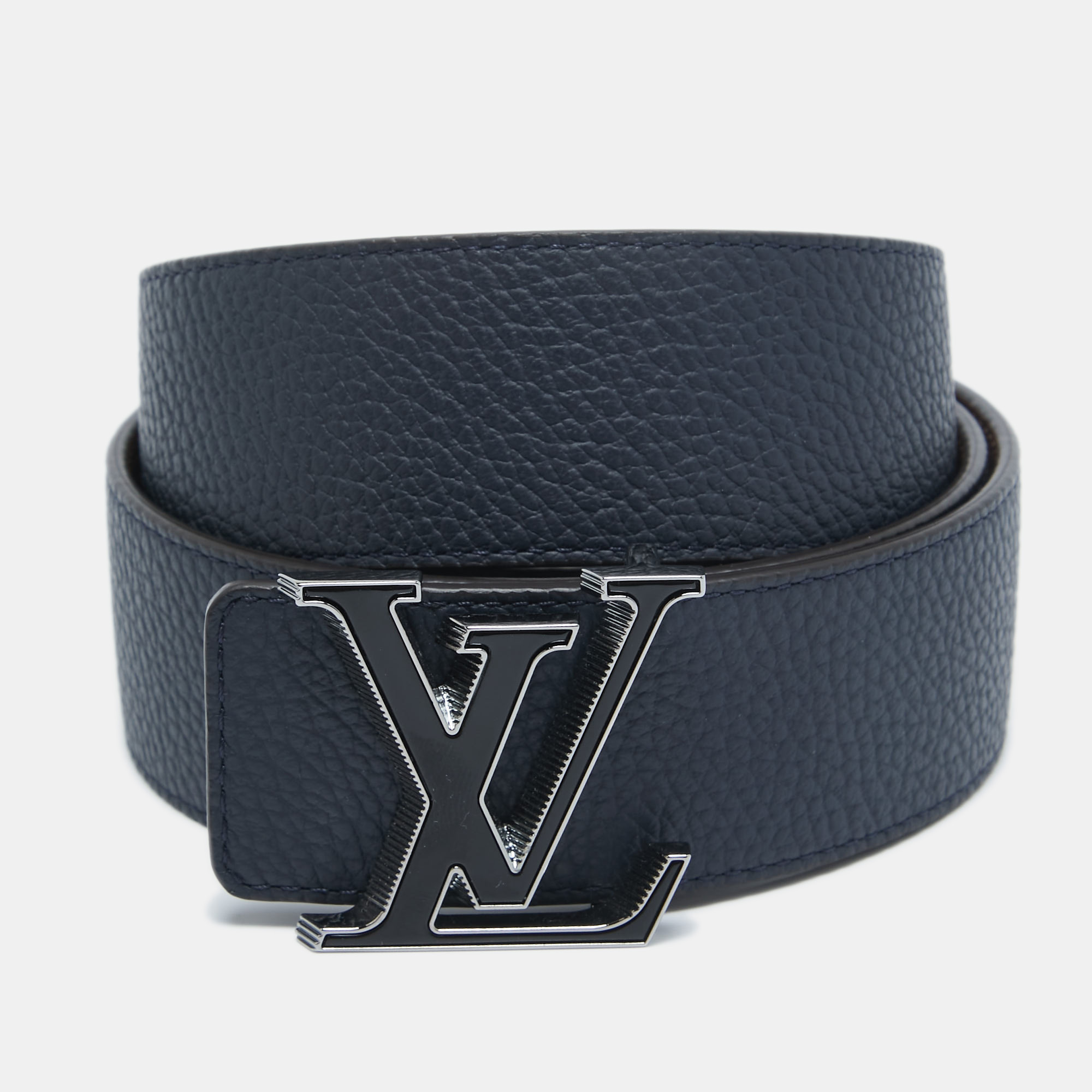 

Louis Vuitton Navy Blue/Brown Taurillon Leather LV Tilt Reversible Belt