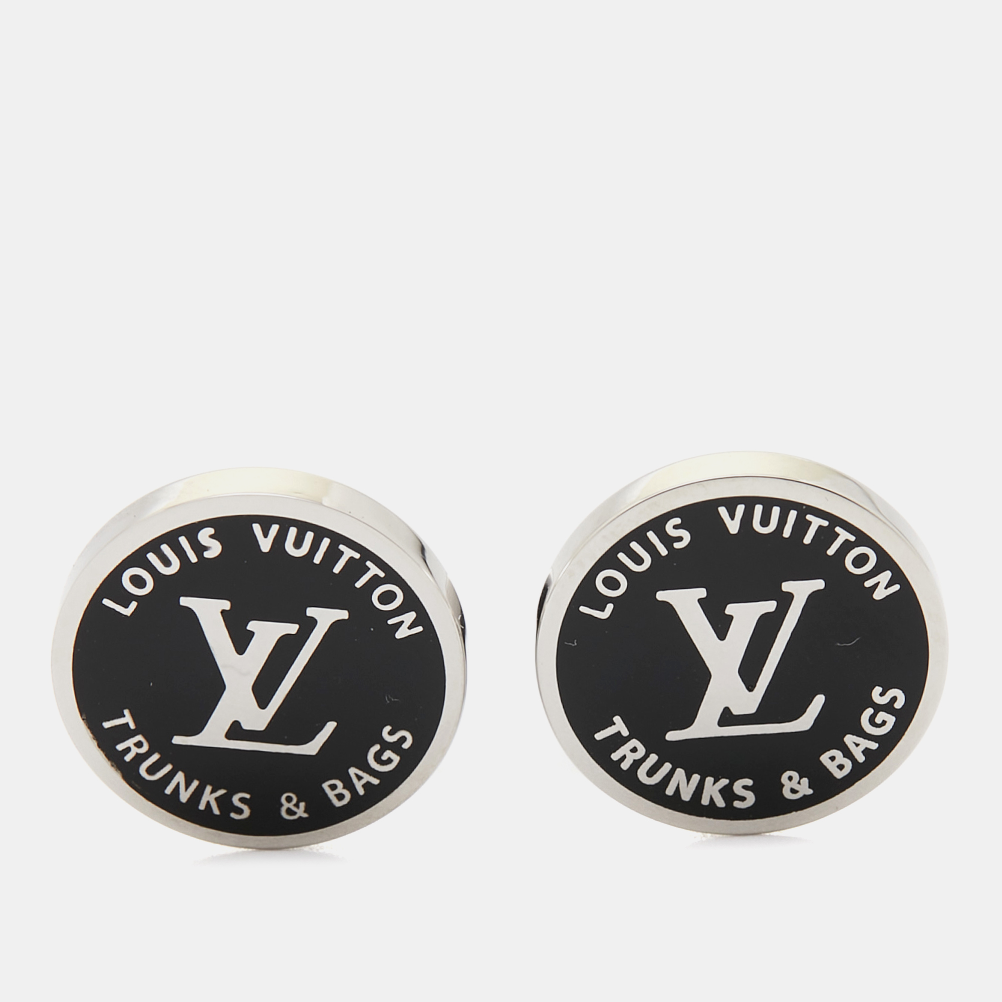 Pre-owned Louis Vuitton Award Enamel Silver Tone Cufflinks