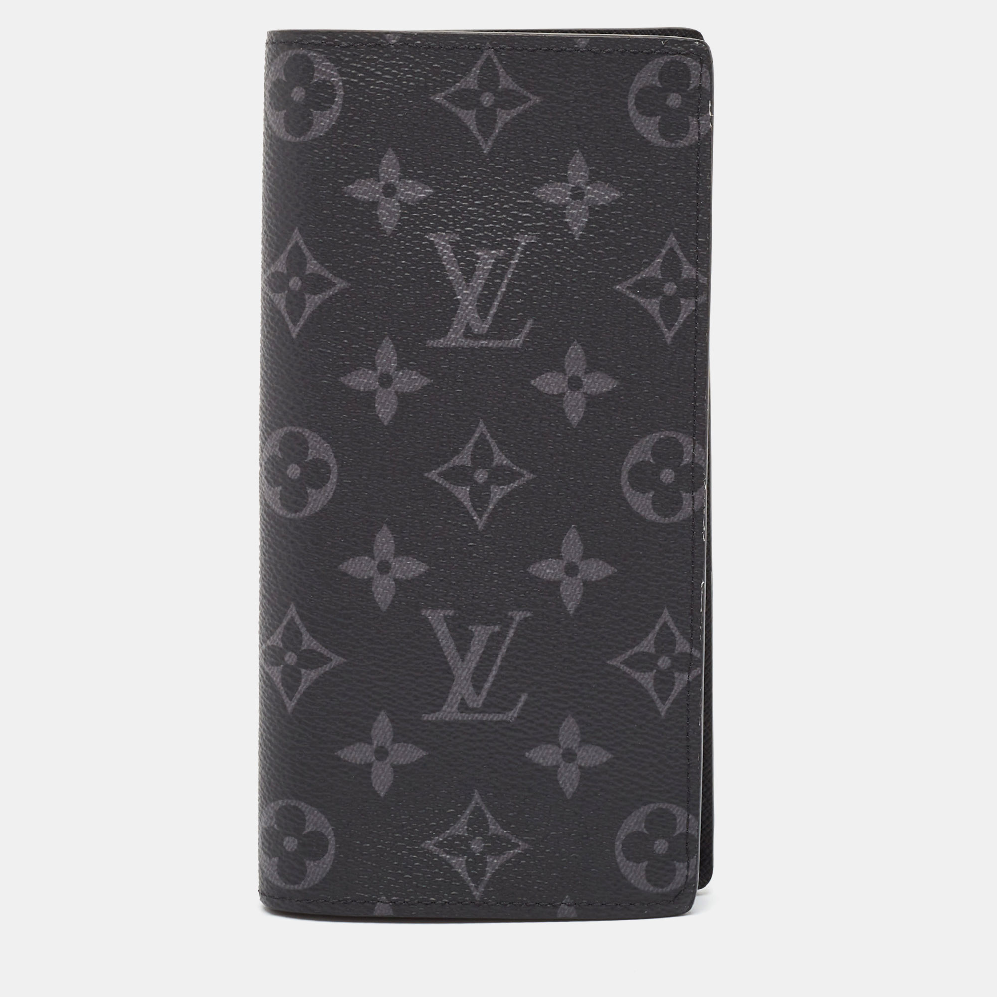 

Louis Vuitton Monogram Eclipse Canvas Brazza Wallet, Black