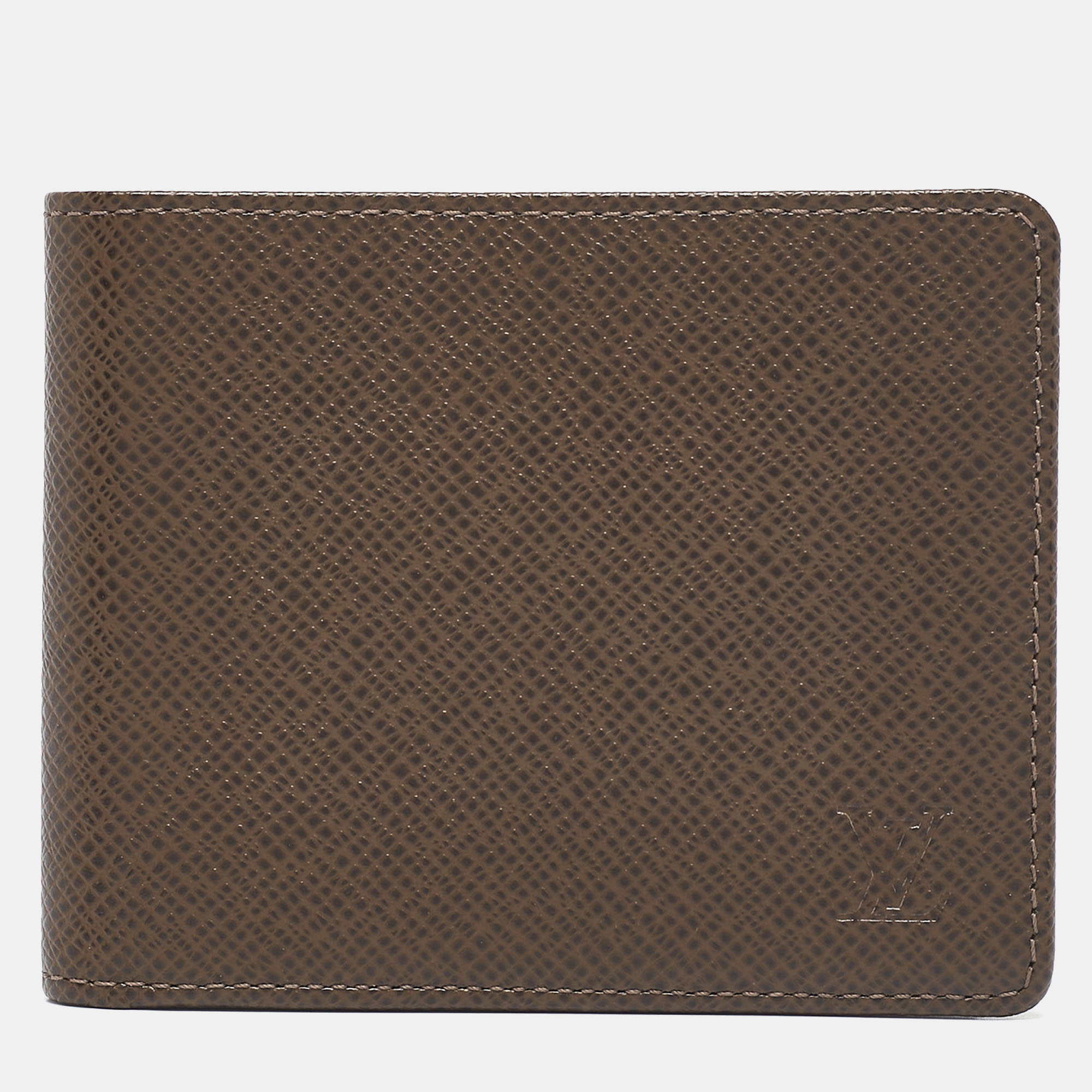 

Louis Vuitton Grizzli Taiga Leather Porte-Billets 3 Card Bifold Wallet, Brown