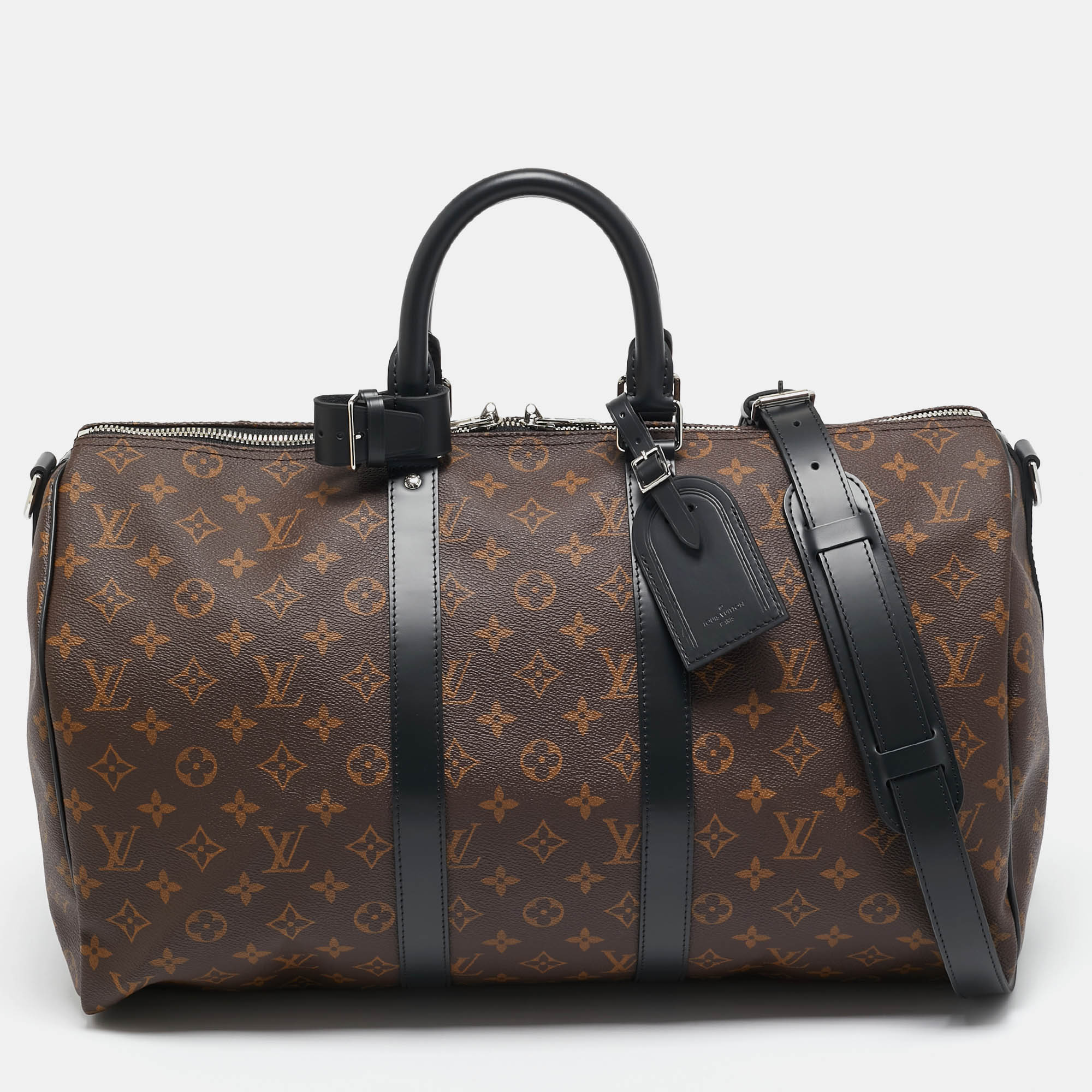 

Louis Vuitton Black Monogram Canvas Keepall Bandouliere 45 Bag