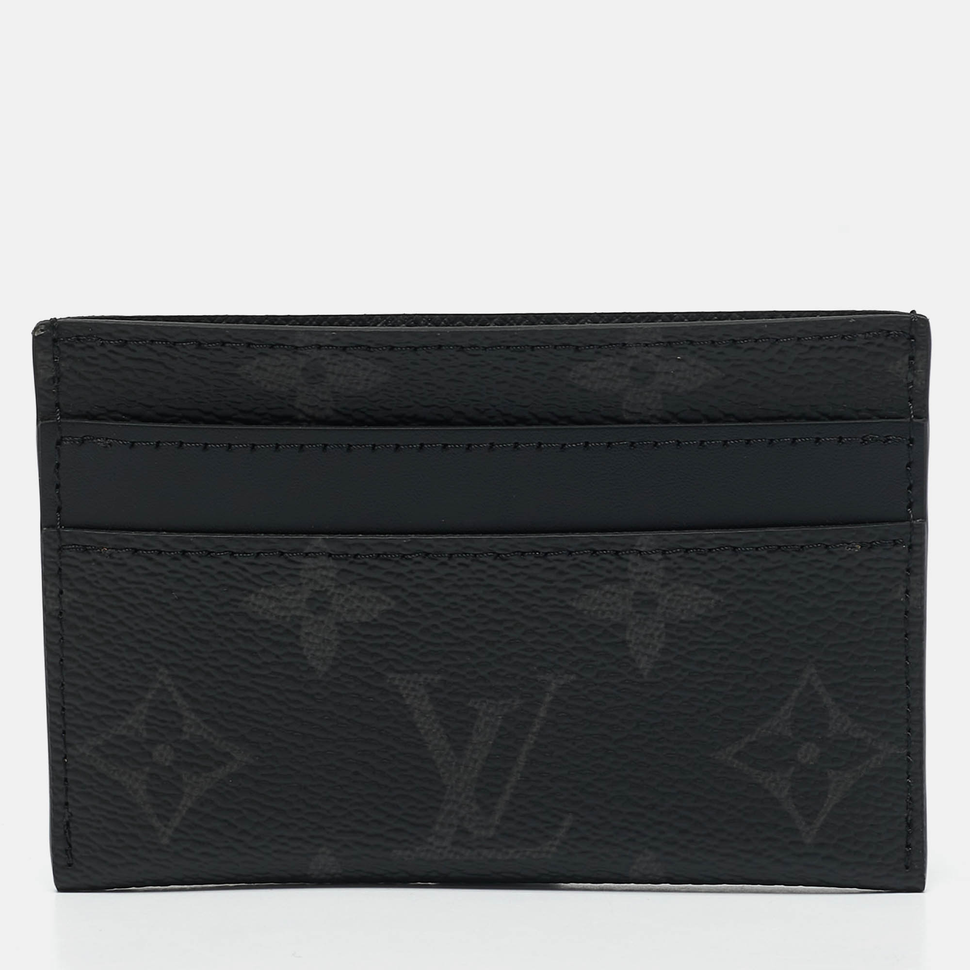 

Louis Vuitton Monogram Eclipse Canvas Double Card Holder, Black