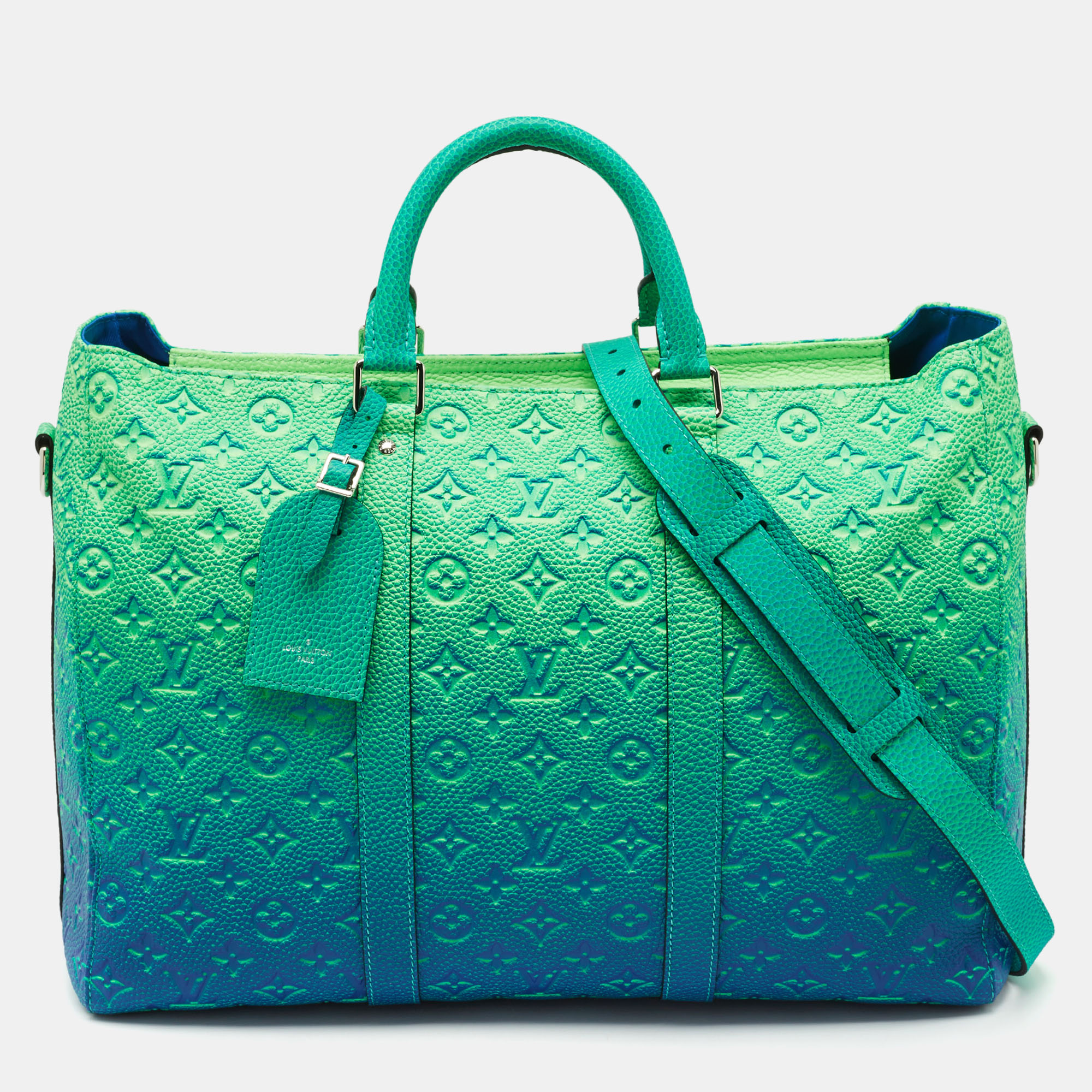

Louis Vuitton Virgil Abloh Green/Blue Monogram Illusion Leather Keepall Tote