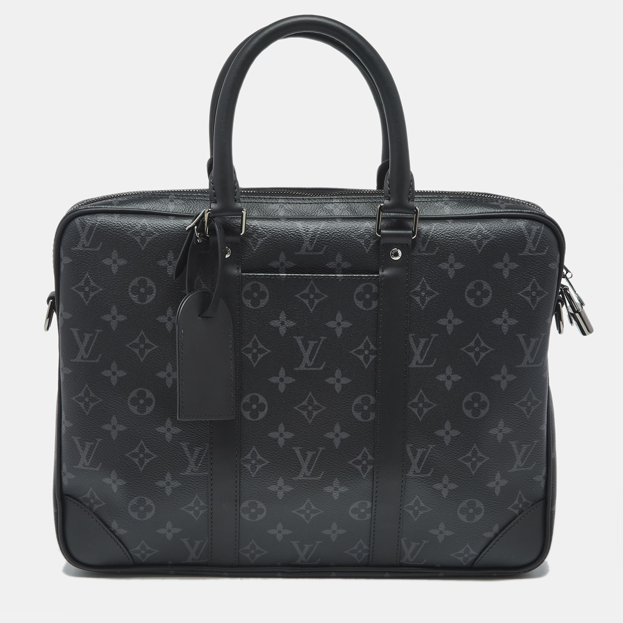 

Louis Vuitton Monogram Eclipse Canvas Porte Documents Voyage PM Bag, Black